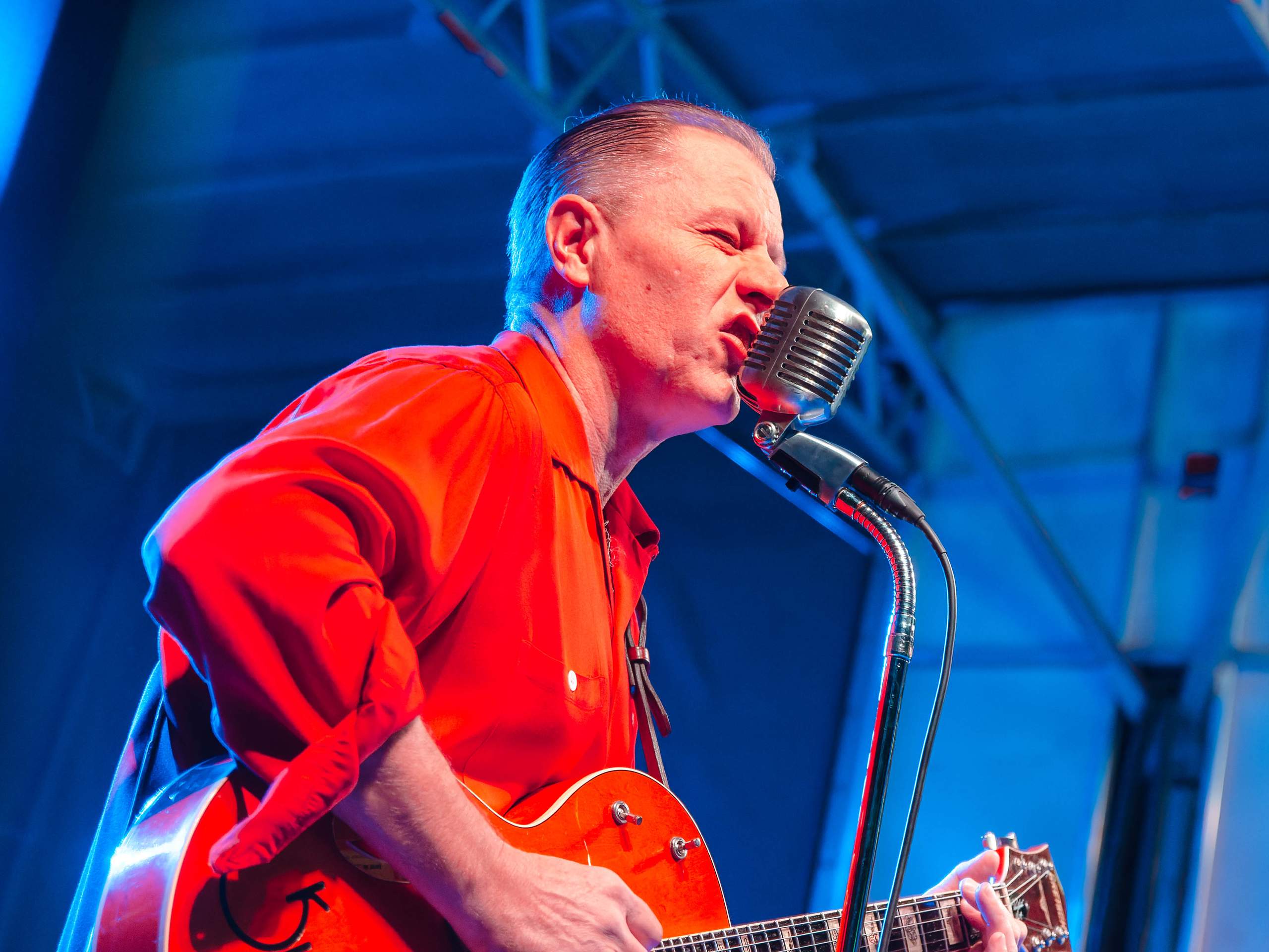 Reverend Horton Heat performing Live on King Street in Madison, WI August 23rd, 2013, photography by Ross Harried for Second Crop Music