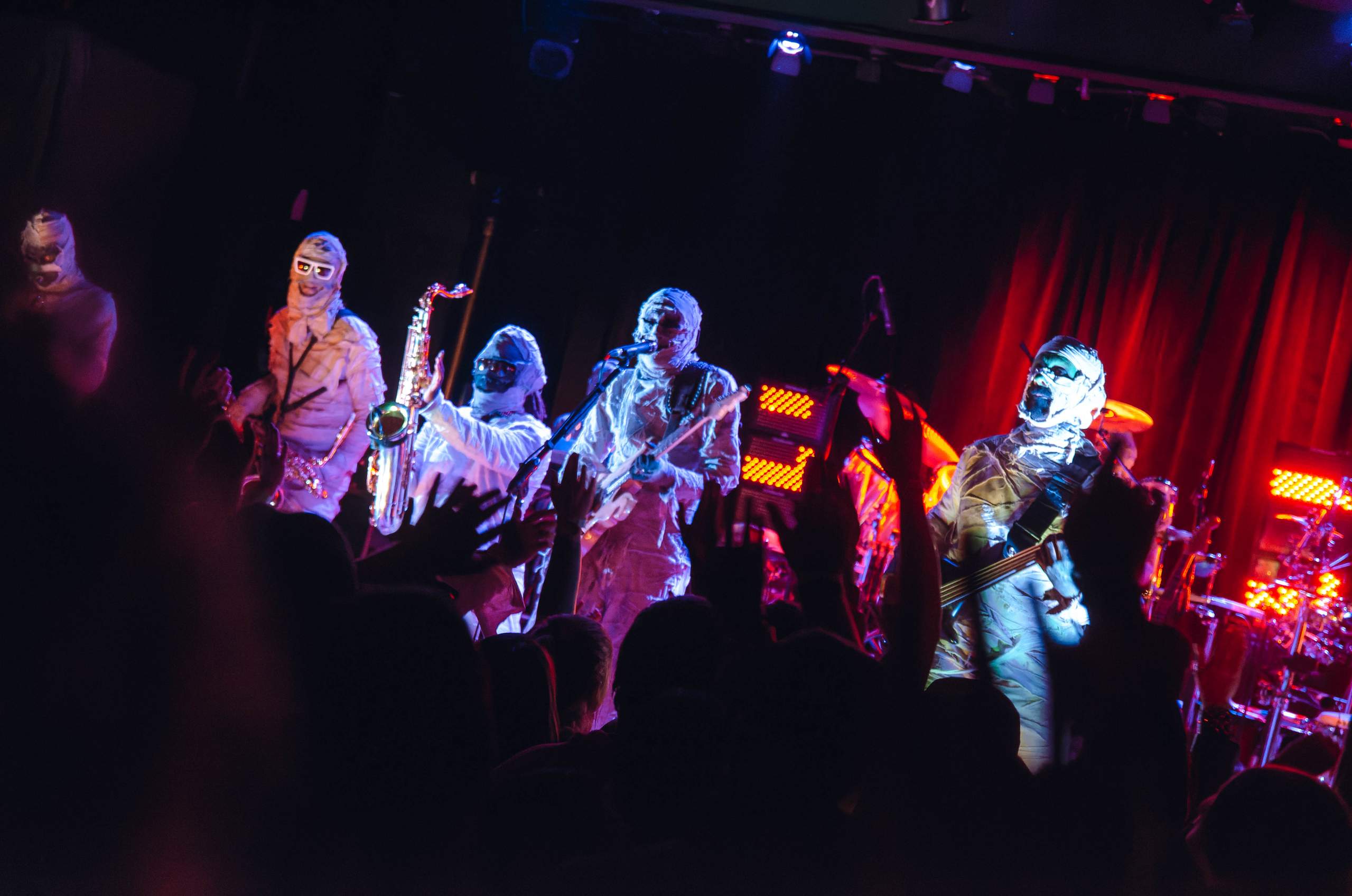 Here Come the mummies performing at The Majestic in Madison, WI October 19, 2013, photography by Ross Harried for Second Crop Music
