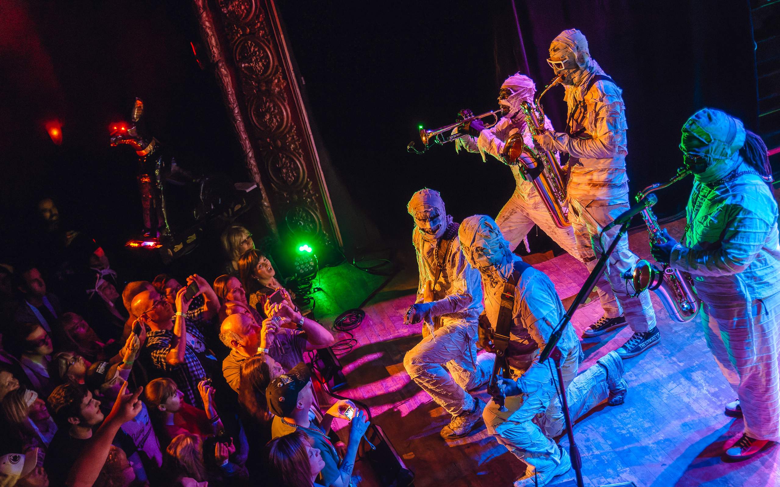 Here Come the mummies performing at The Majestic in Madison, WI October 19, 2013, photography by Ross Harried for Second Crop Music