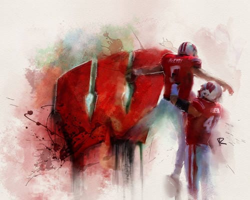 Wisconsin Badgers Digital Watercolor Print