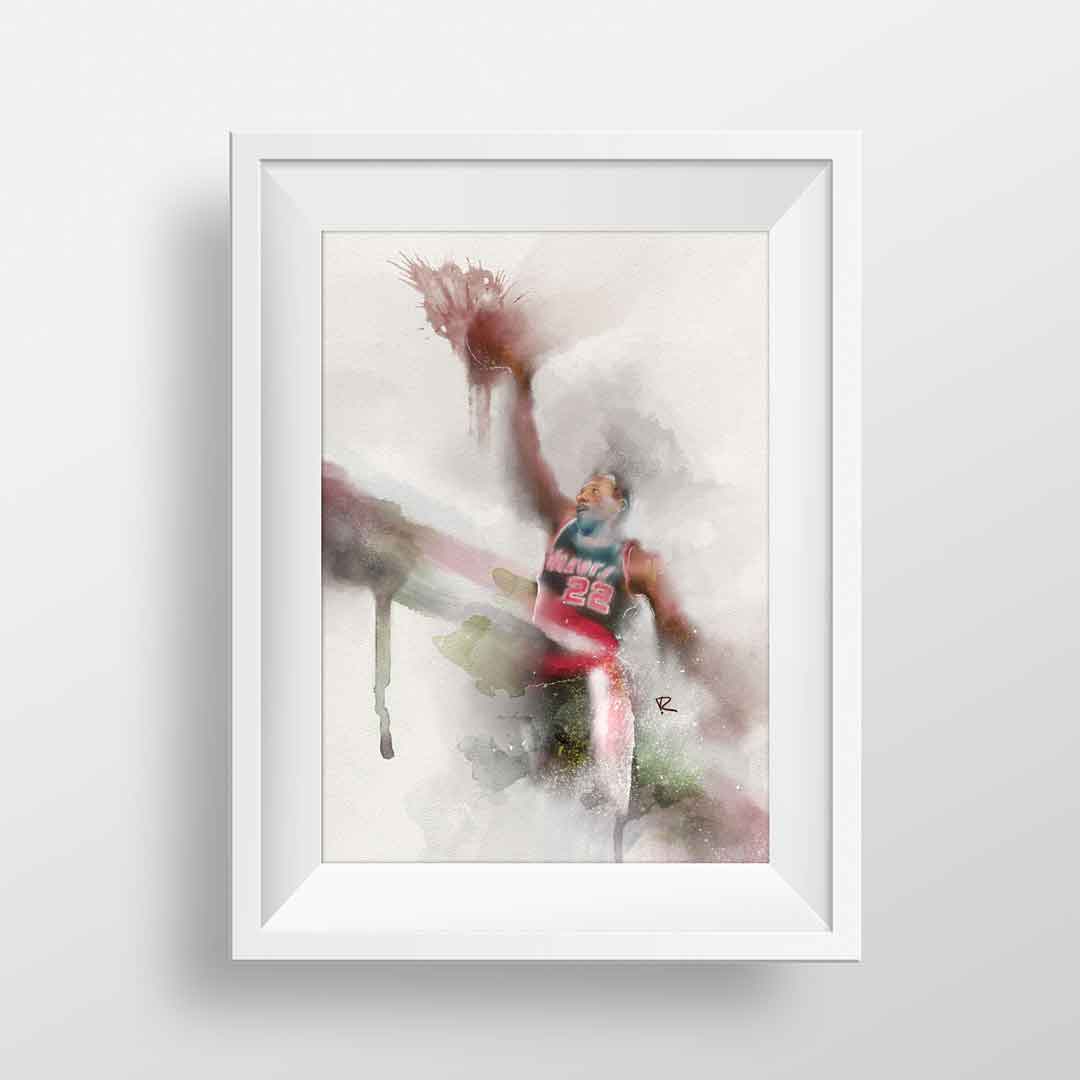Clyde Drexler Watercolor Painting - Portland Trailblazers