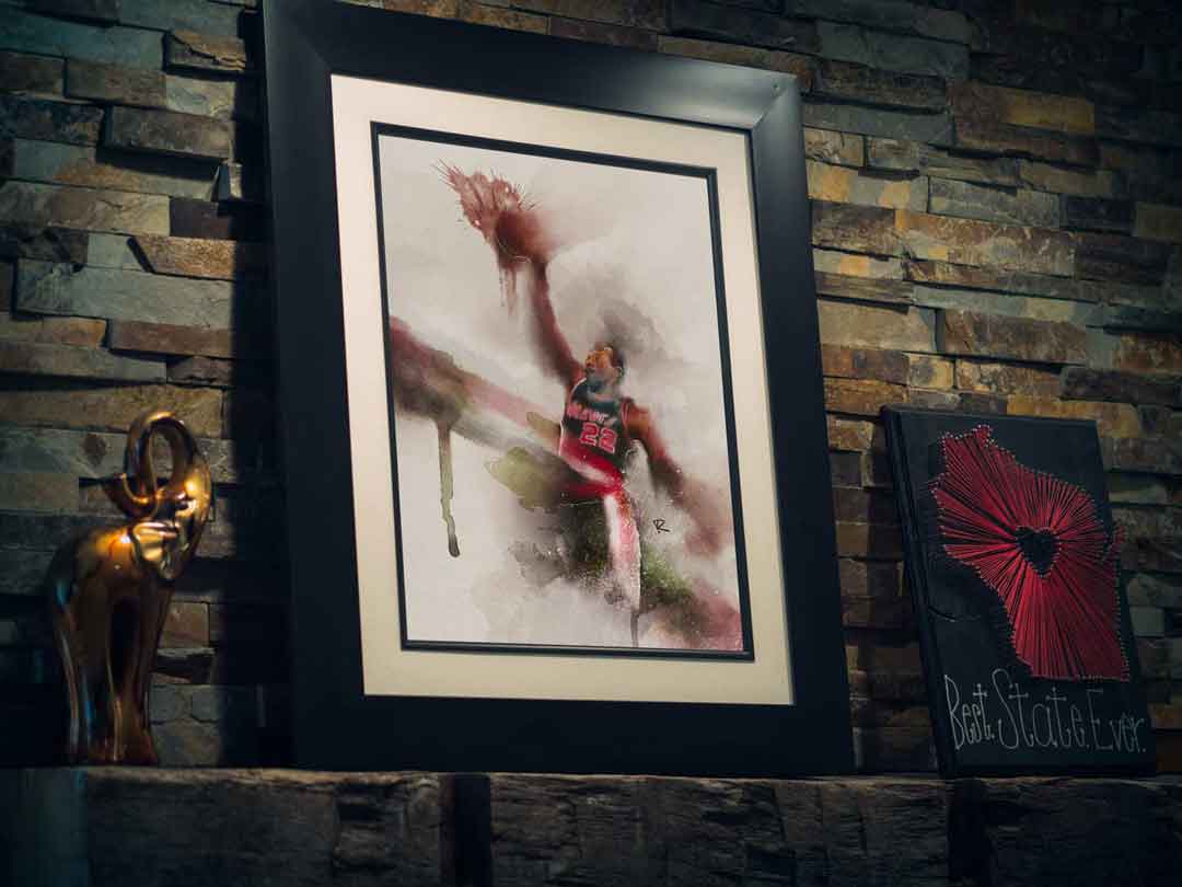 Clyde Drexler Watercolor Painting - Portland Trailblazers