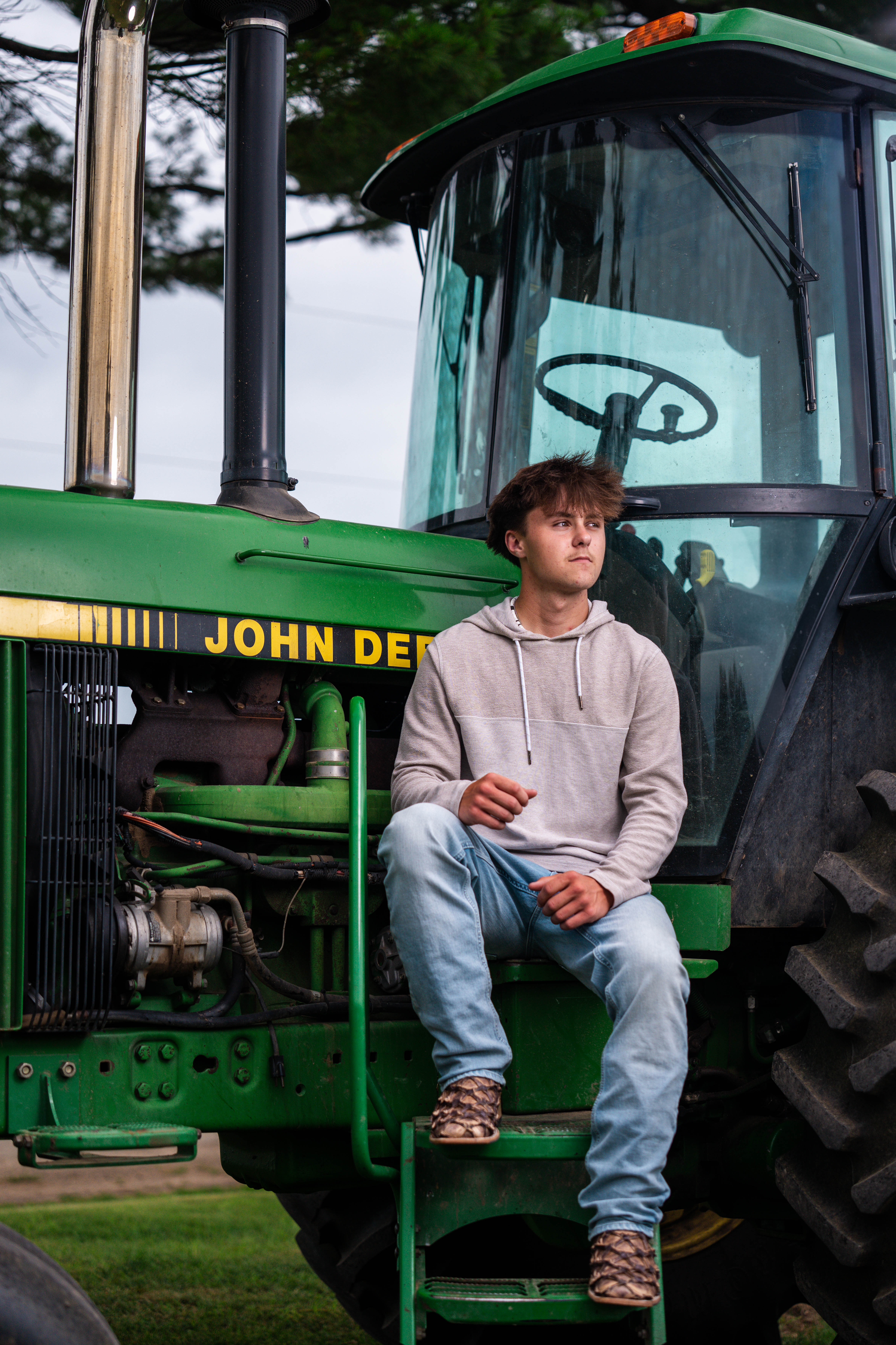 Click to View Larger Wyatt Steiner poses for a senior portrait session in Monroe, Wisconsin, on June 30, 2025. Steiner will be a Class of 2026 graduate. Photography by Ross Harried for Second Crop Creative.