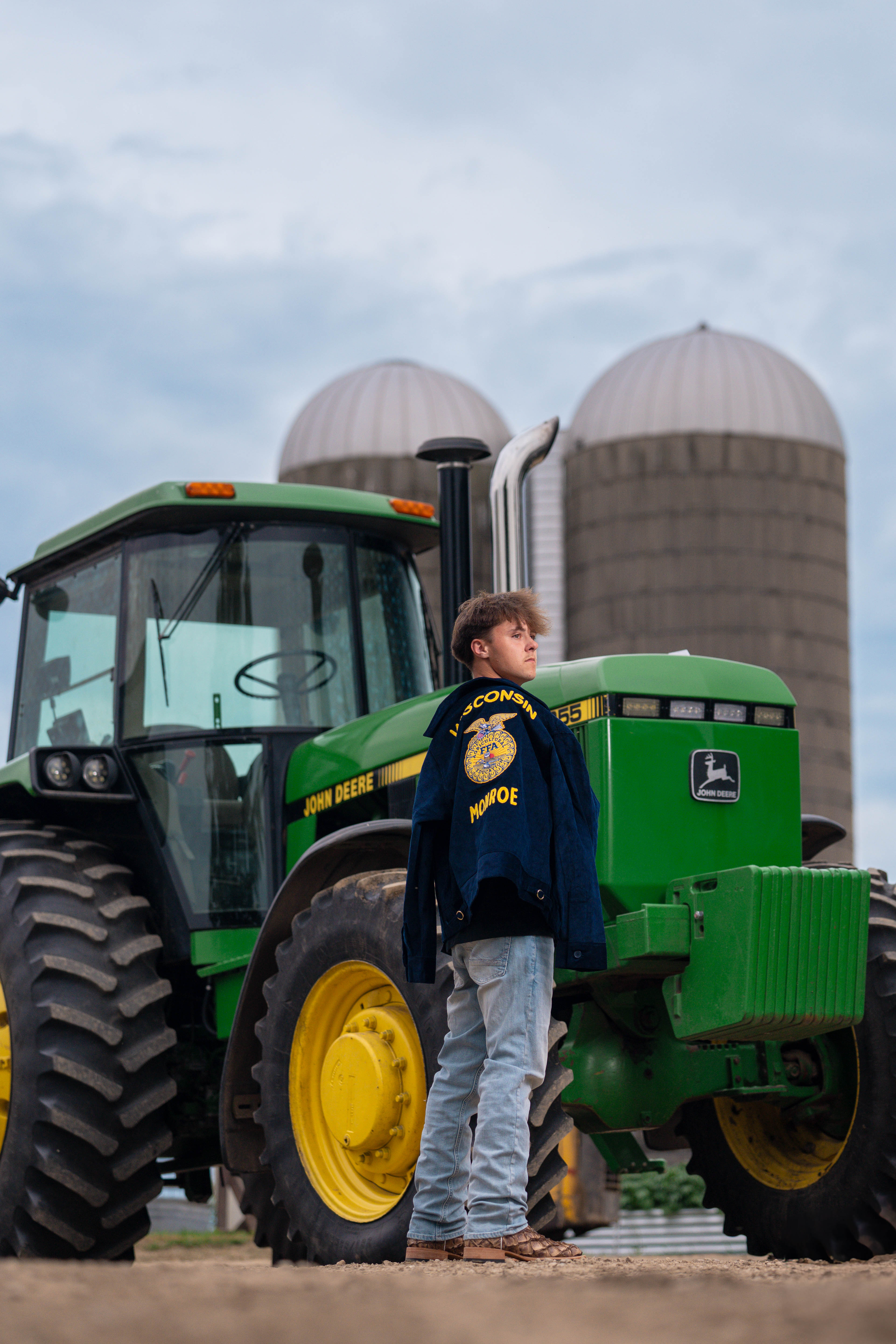 Click to View Larger Wyatt Steiner poses for a senior portrait session in Monroe, Wisconsin, on June 30, 2025. Steiner will be a Class of 2026 graduate. Photography by Ross Harried for Second Crop Creative.