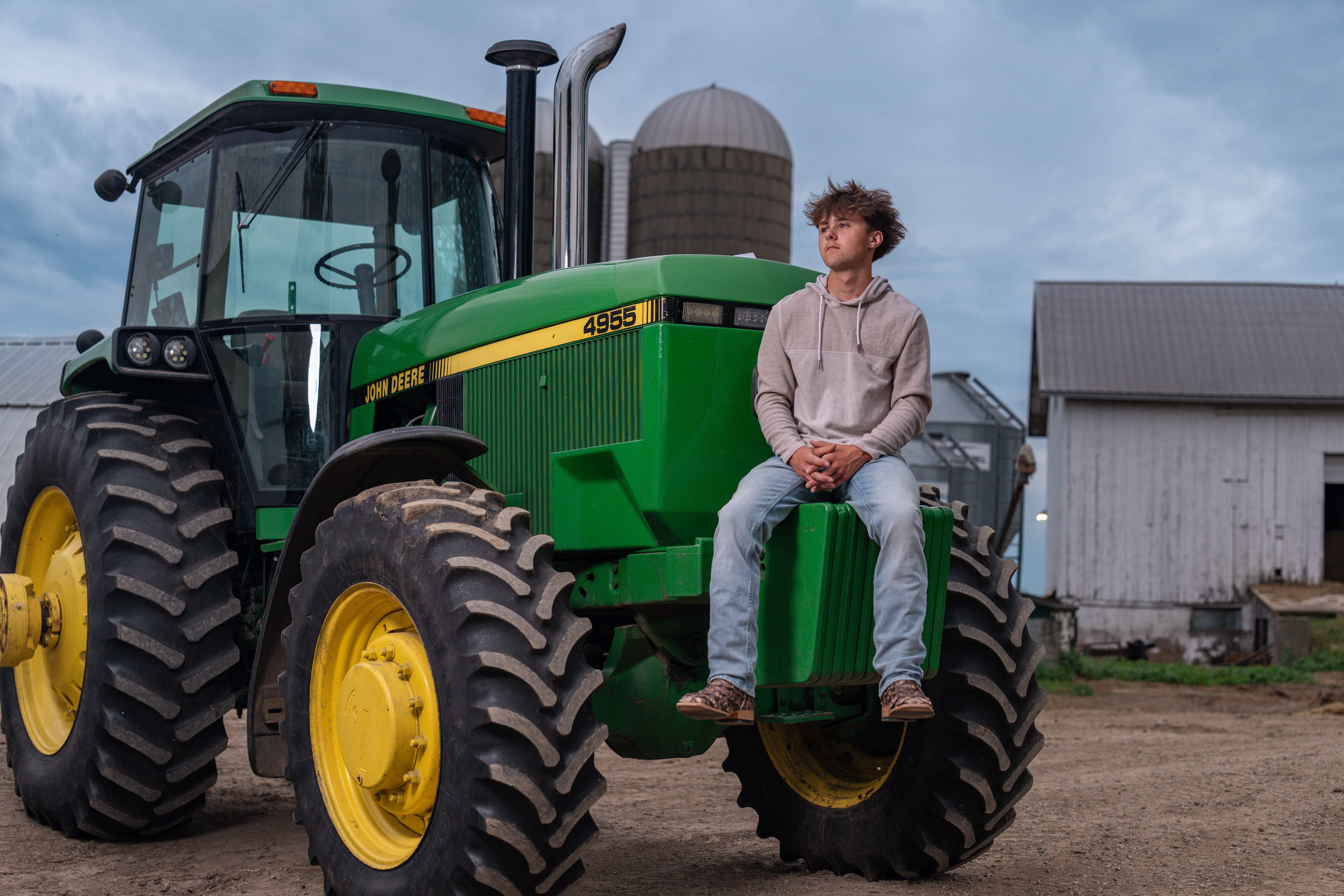 Click to View Larger Wyatt Steiner poses for a senior portrait session in Monroe, Wisconsin, on June 30, 2025. Steiner will be a Class of 2026 graduate. Photography by Ross Harried for Second Crop Creative.