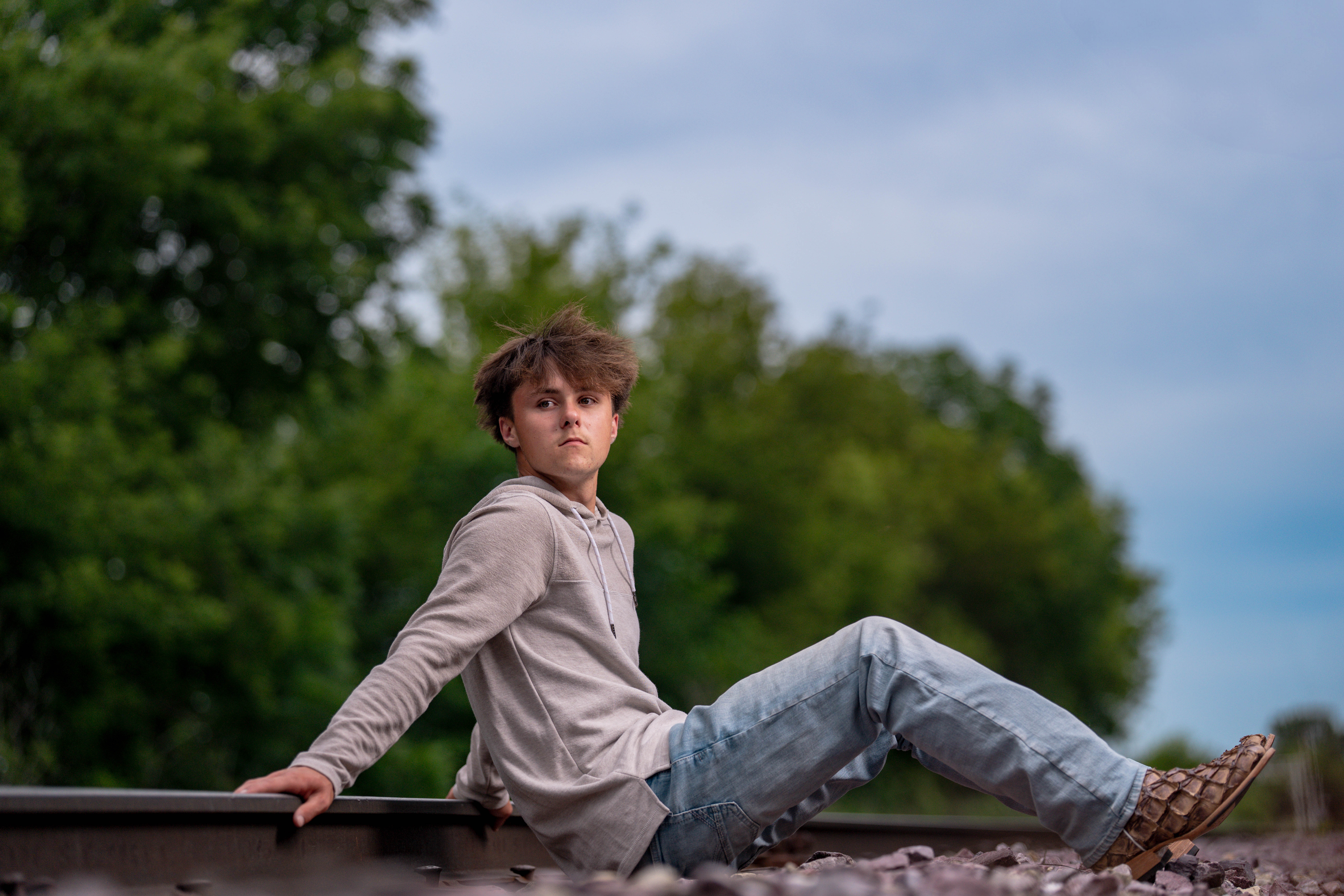 Click to View Larger Wyatt Steiner poses for a senior portrait session in Monroe, Wisconsin, on June 30, 2025. Steiner will be a Class of 2026 graduate. Photography by Ross Harried for Second Crop Creative.