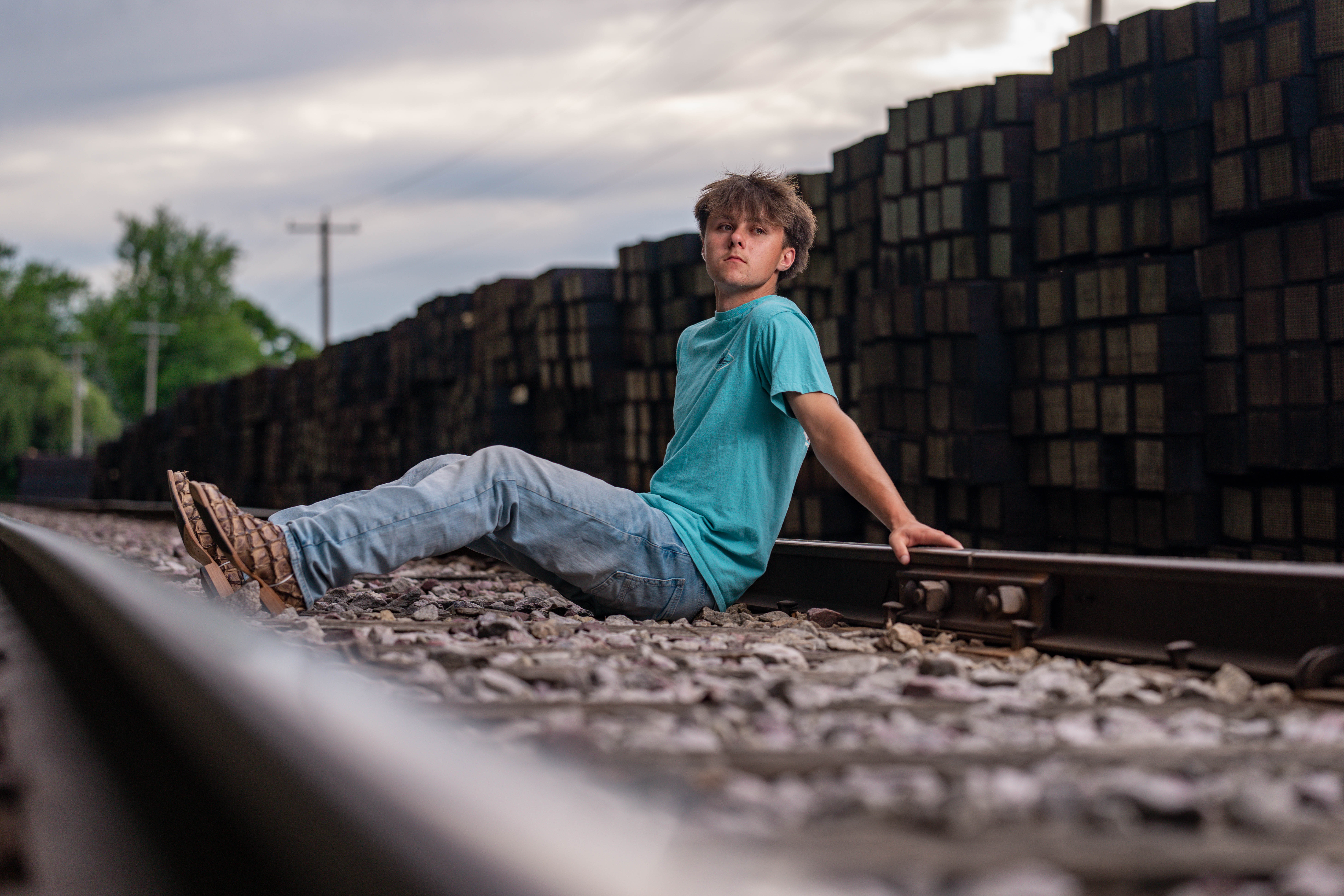 Click to View Larger Wyatt Steiner poses for a senior portrait session in Monroe, Wisconsin, on June 30, 2025. Steiner will be a Class of 2026 graduate. Photography by Ross Harried for Second Crop Creative.