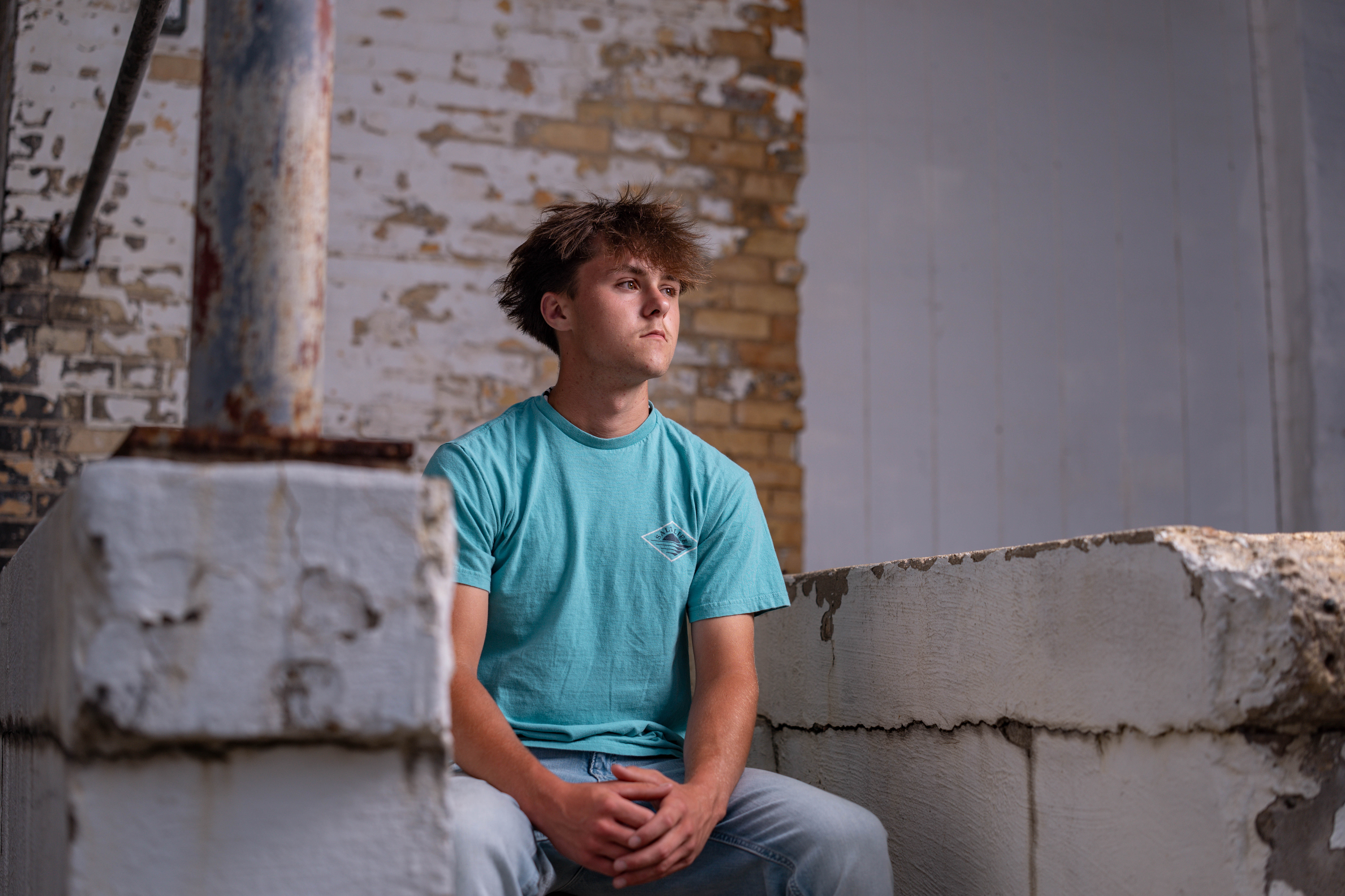 Click to View Larger Wyatt Steiner poses for a senior portrait session in Monroe, Wisconsin, on June 30, 2025. Steiner will be a Class of 2026 graduate. Photography by Ross Harried for Second Crop Creative.