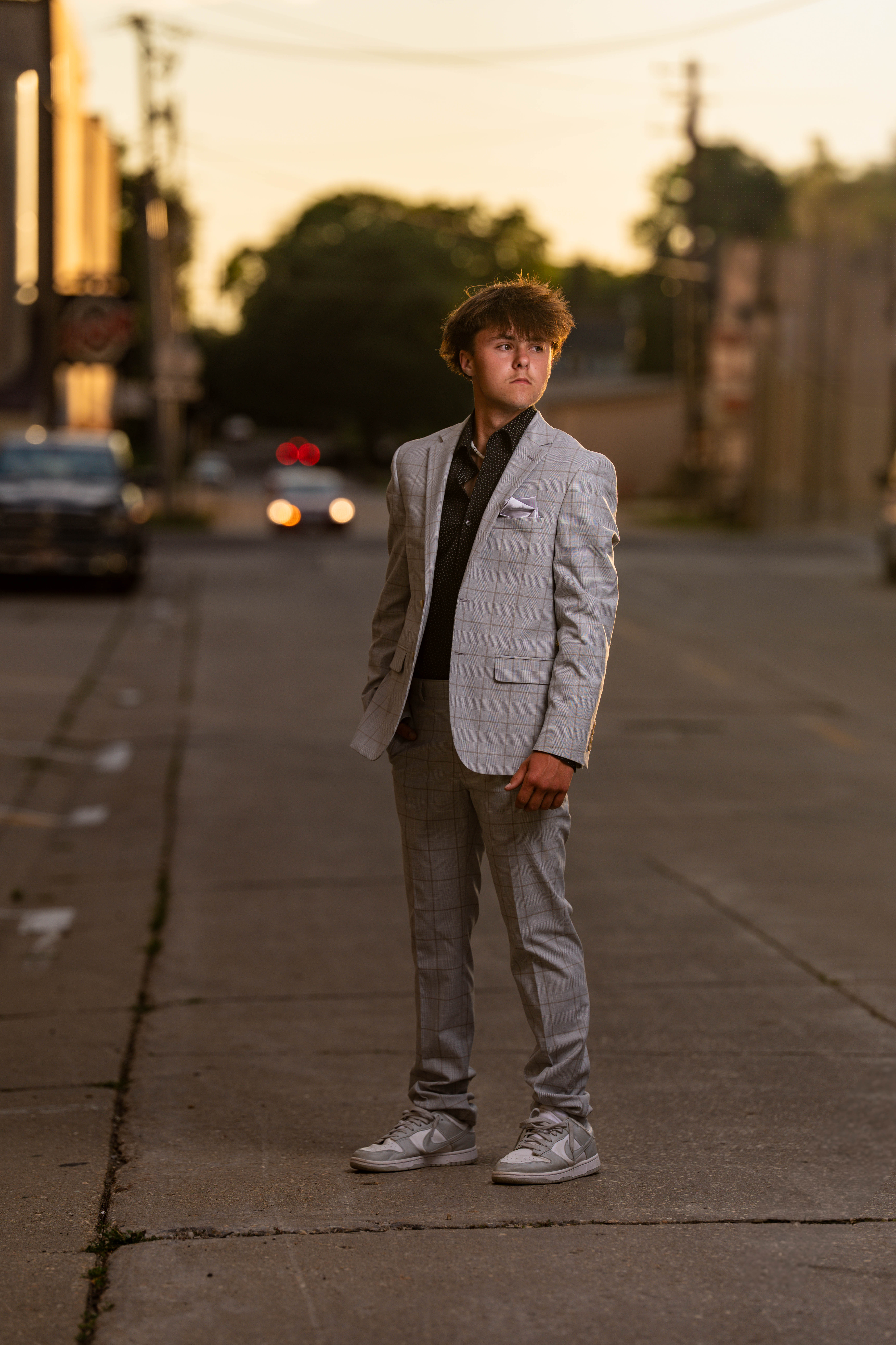 Click to View Larger Wyatt Steiner poses for a senior portrait session in Monroe, Wisconsin, on June 30, 2025. Steiner will be a Class of 2026 graduate. Photography by Ross Harried for Second Crop Creative.