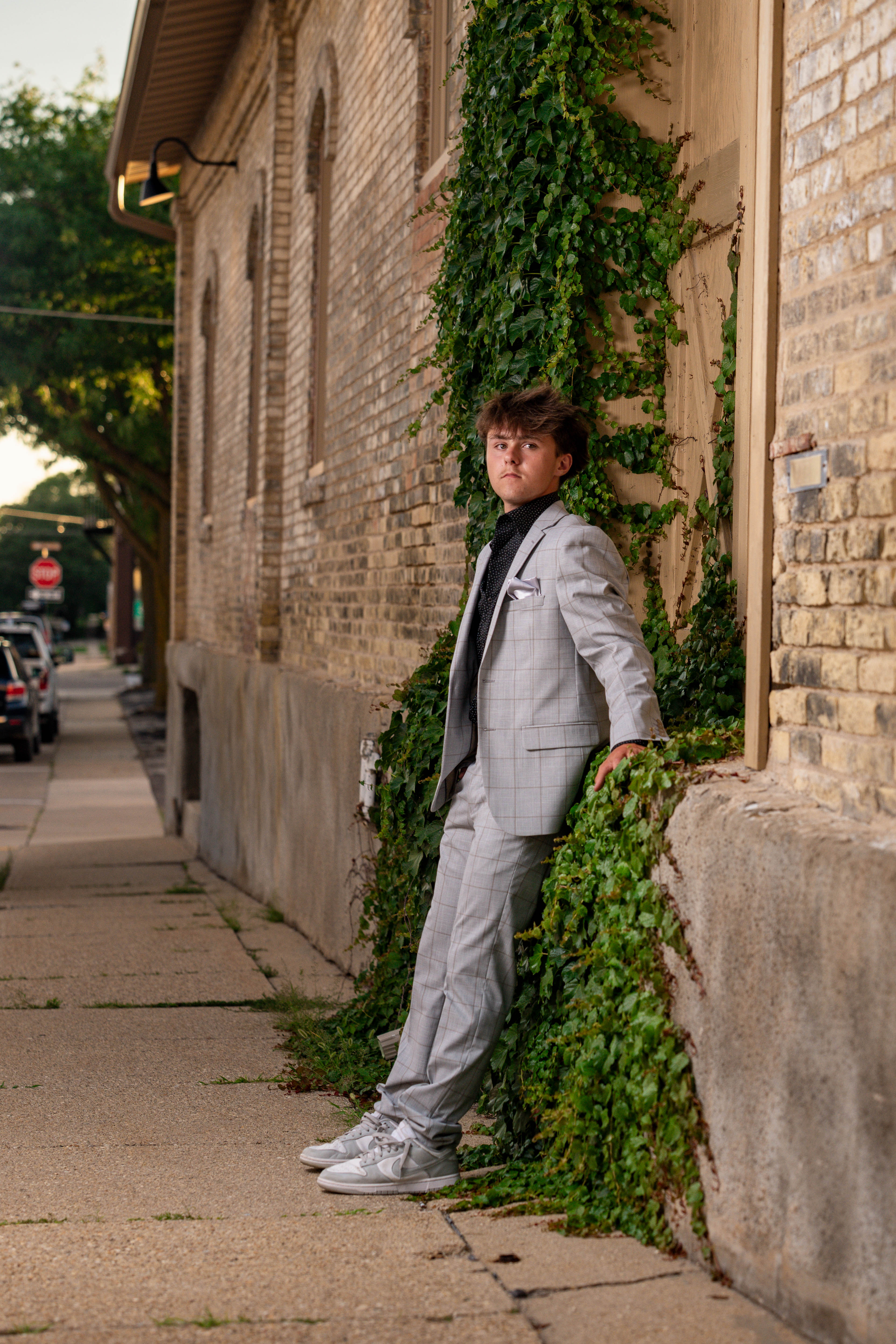 Click to View Larger Wyatt Steiner poses for a senior portrait session in Monroe, Wisconsin, on June 30, 2025. Steiner will be a Class of 2026 graduate. Photography by Ross Harried for Second Crop Creative.