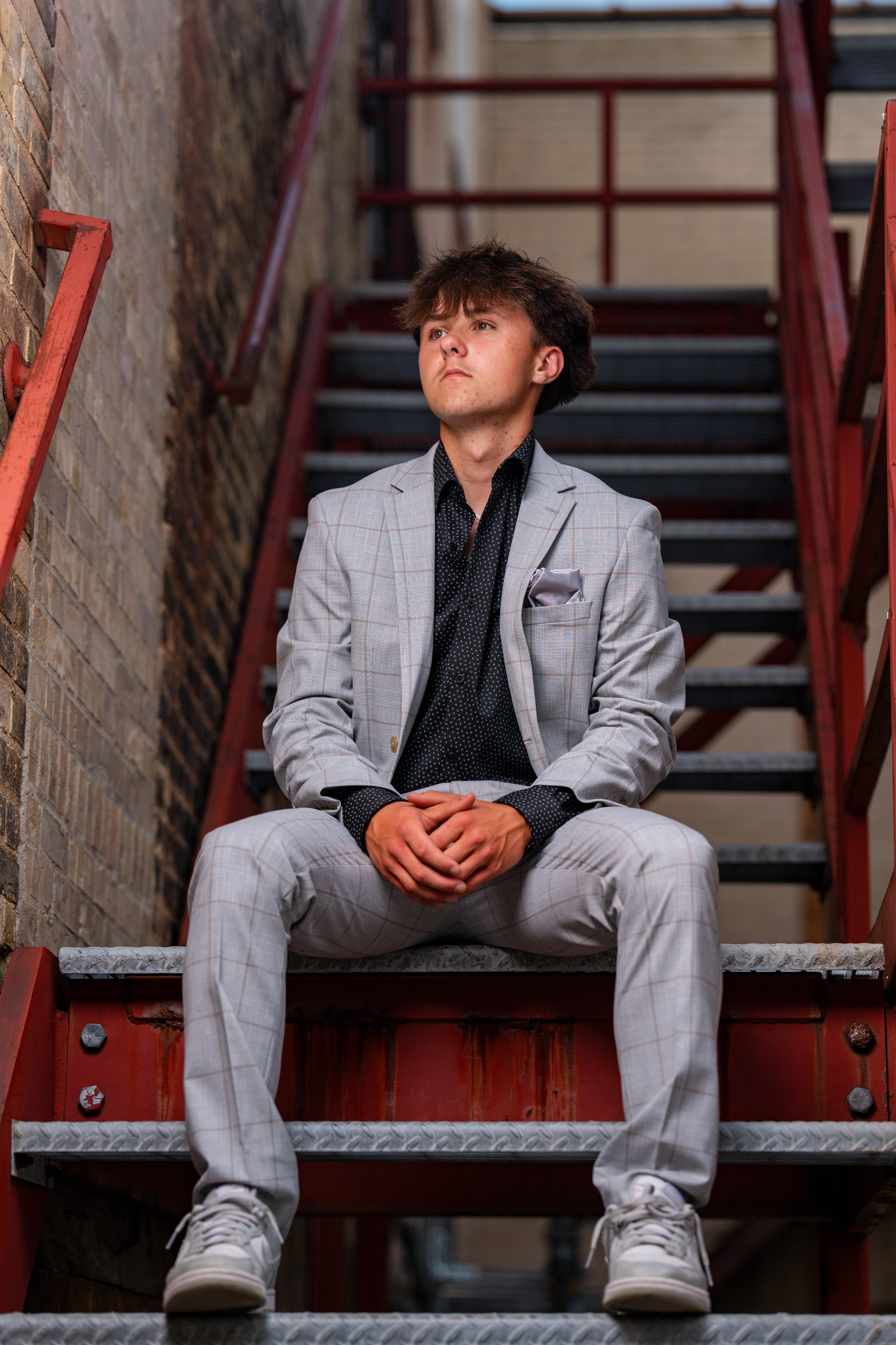 Click to View Larger Wyatt Steiner poses for a senior portrait session in Monroe, Wisconsin, on June 30, 2025. Steiner will be a Class of 2026 graduate. Photography by Ross Harried for Second Crop Creative.