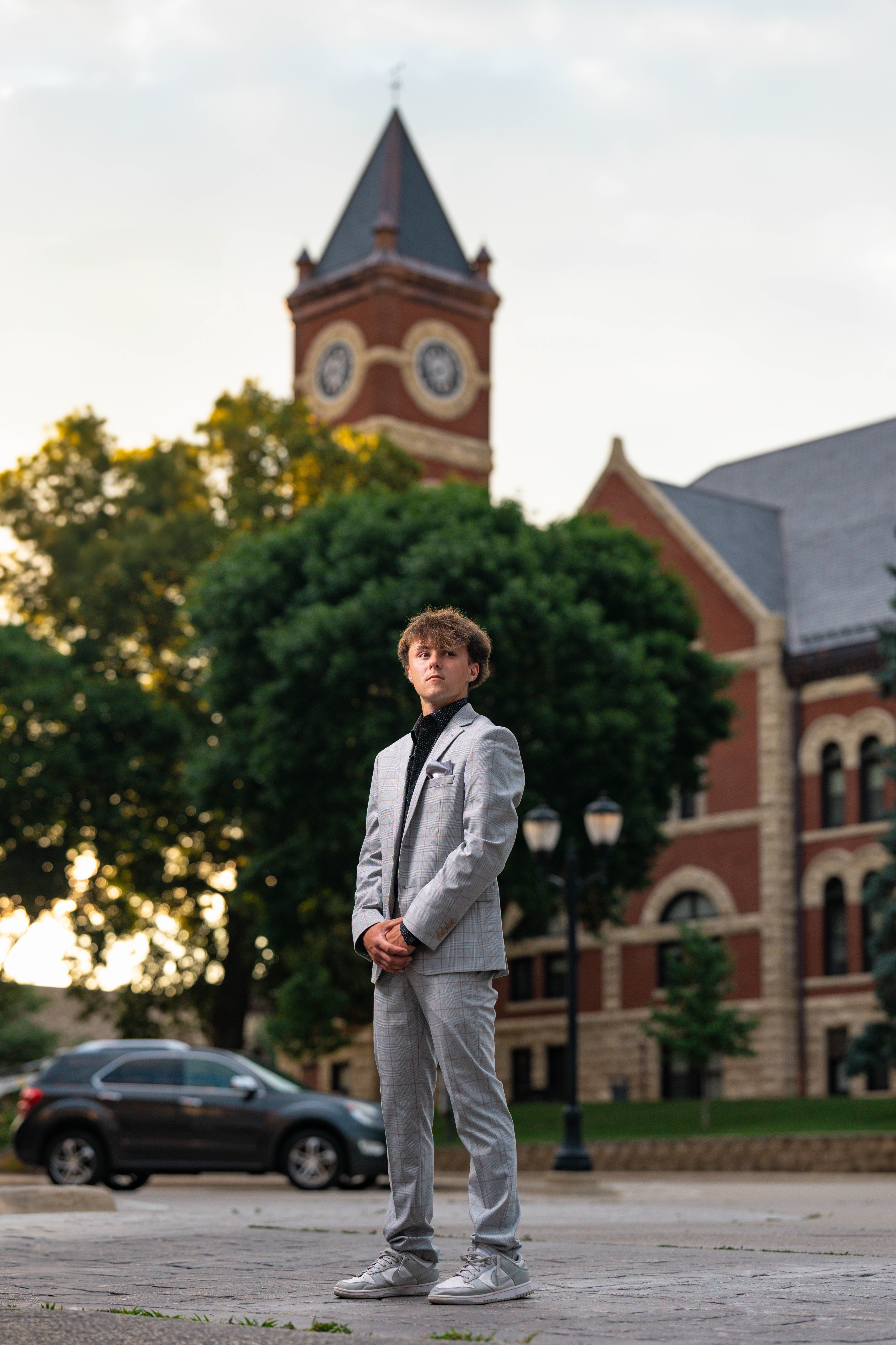 Click to View Larger Wyatt Steiner poses for a senior portrait session in Monroe, Wisconsin, on June 30, 2025. Steiner will be a Class of 2026 graduate. Photography by Ross Harried for Second Crop Creative.