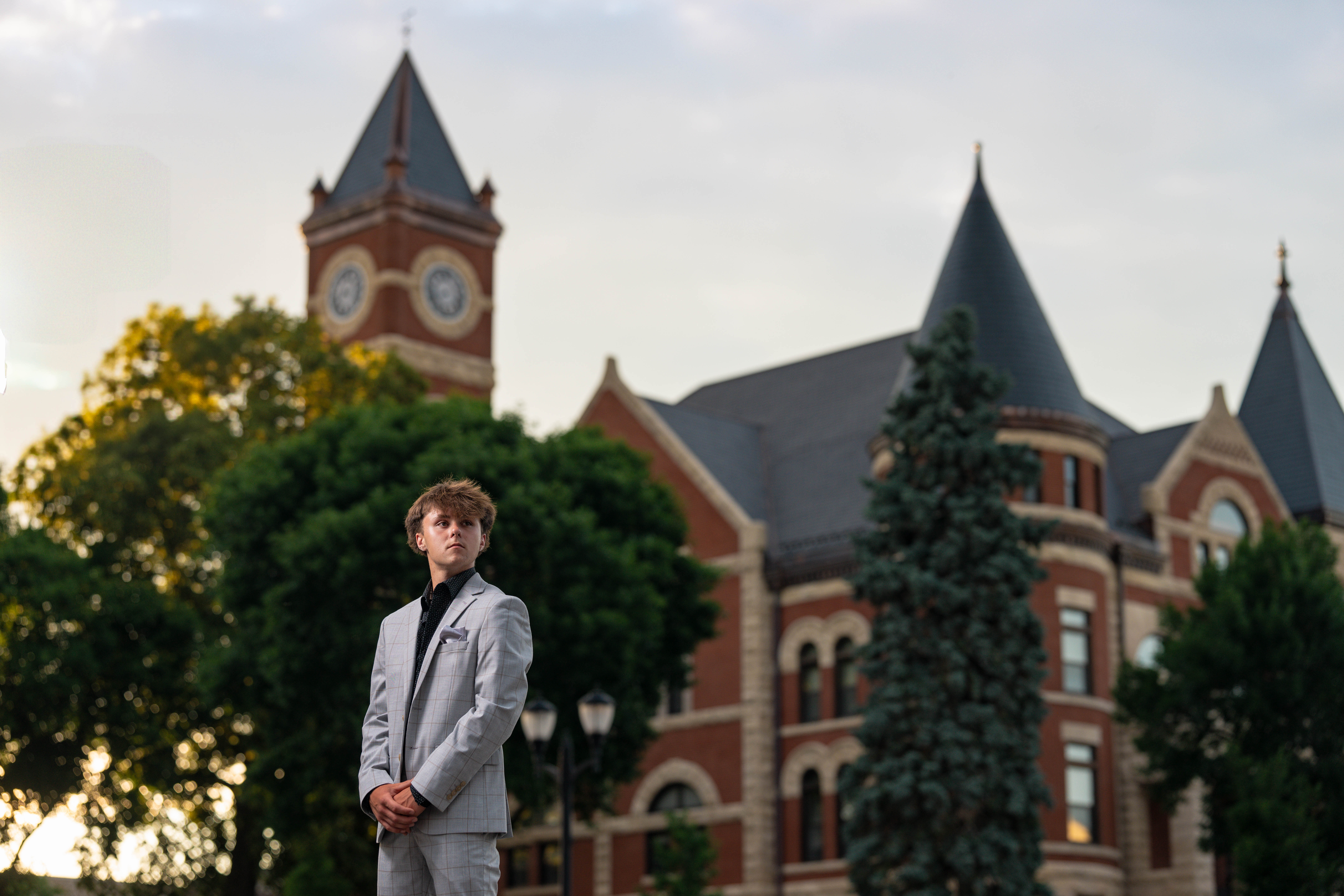 Click to View Larger Wyatt Steiner poses for a senior portrait session in Monroe, Wisconsin, on June 30, 2025. Steiner will be a Class of 2026 graduate. Photography by Ross Harried for Second Crop Creative.