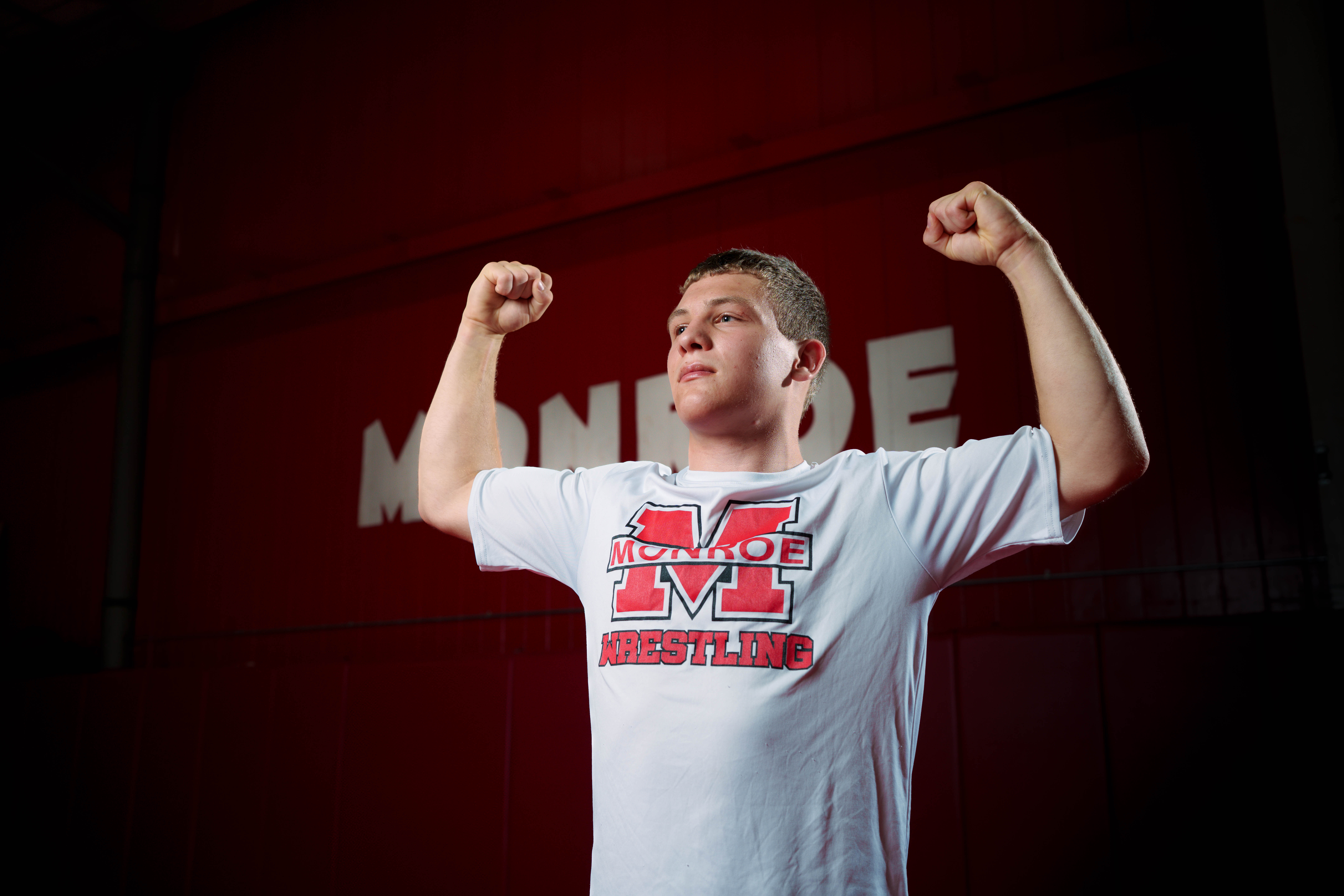 Connor Eckdhal poses for a senior portrait session in Monroe, Wisconsin, on July 8th, 2025. Eckdhal will be a Class of 2026 graduate. Photography by Ross Harried for Second Crop Creative.
