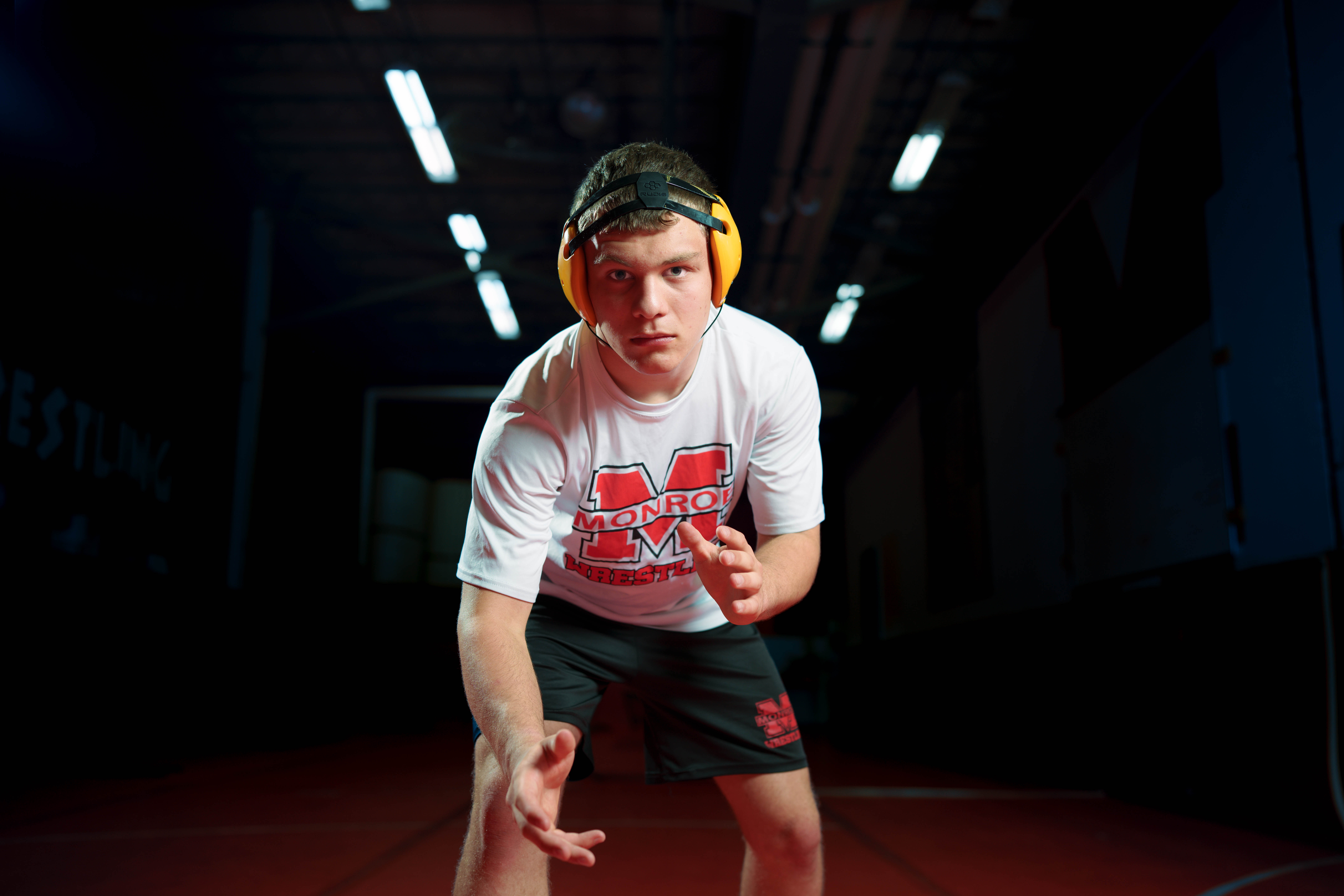 Connor Eckdhal poses for a senior portrait session in Monroe, Wisconsin, on July 8th, 2025. Eckdhal will be a Class of 2026 graduate. Photography by Ross Harried for Second Crop Creative.