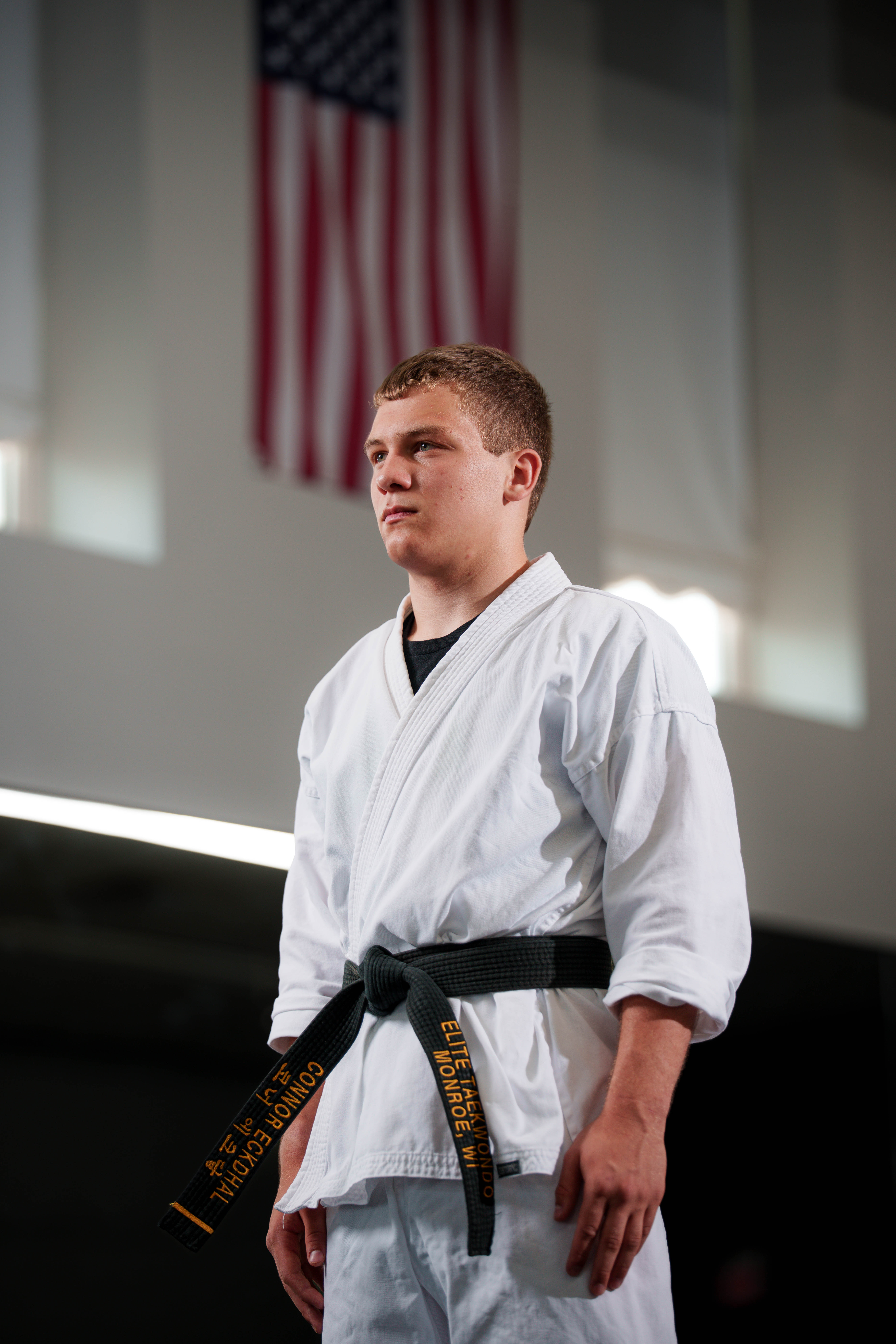 Connor Eckdhal poses for a senior portrait session in Monroe, Wisconsin, on July 8th, 2025. Eckdhal will be a Class of 2026 graduate. Photography by Ross Harried for Second Crop Creative.