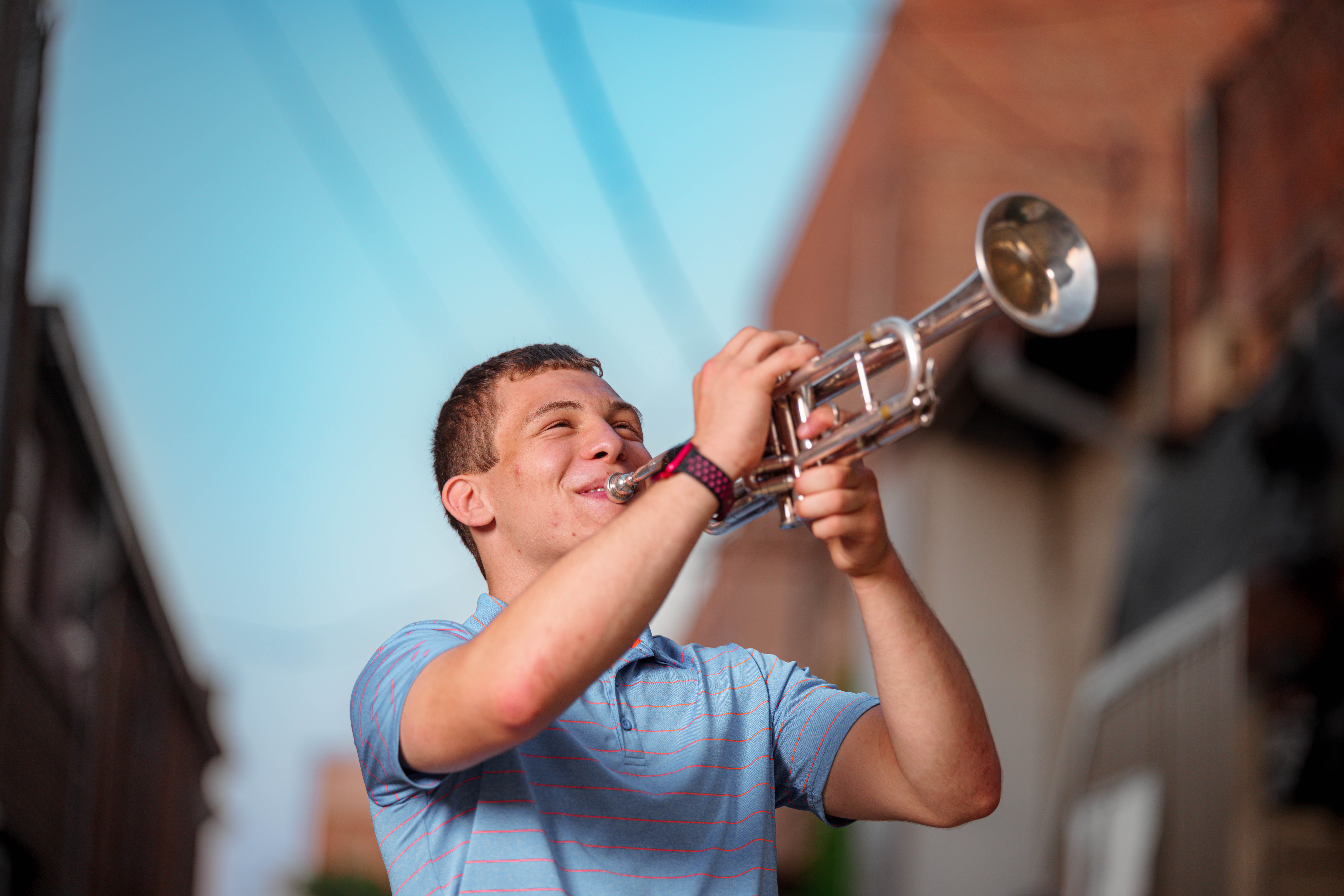 Connor Eckdhal poses for a senior portrait session in Monroe, Wisconsin, on July 8th, 2025. Eckdhal will be a Class of 2026 graduate. Photography by Ross Harried for Second Crop Creative.