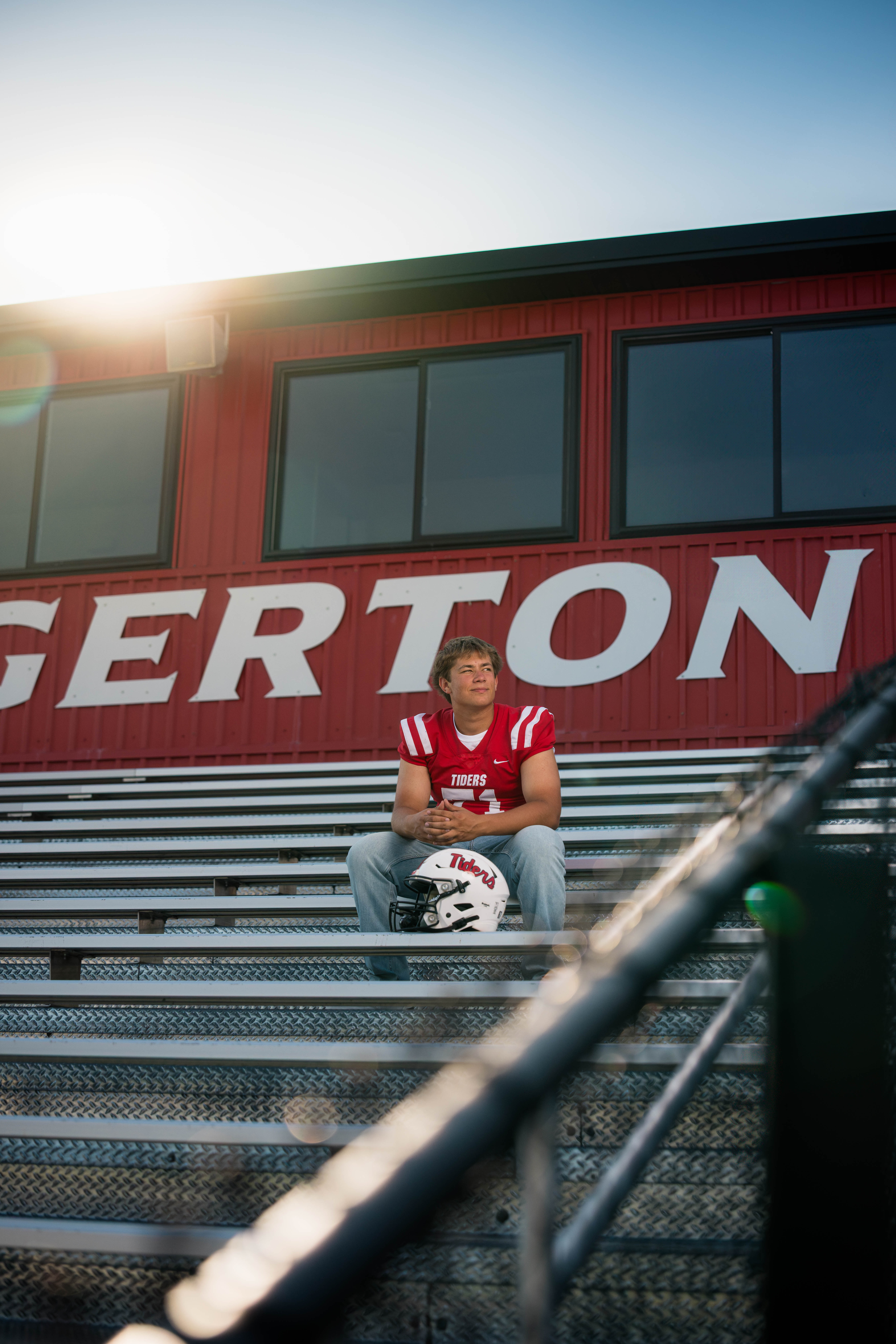 Click to View Larger Beckett Johnson poses for senior photos at Edgerton High School in Edgerton, Wisconsin on July 15th, 2025. Johnson will graduate in 2026. Photography by Ross Harried for Second Crop Creative.