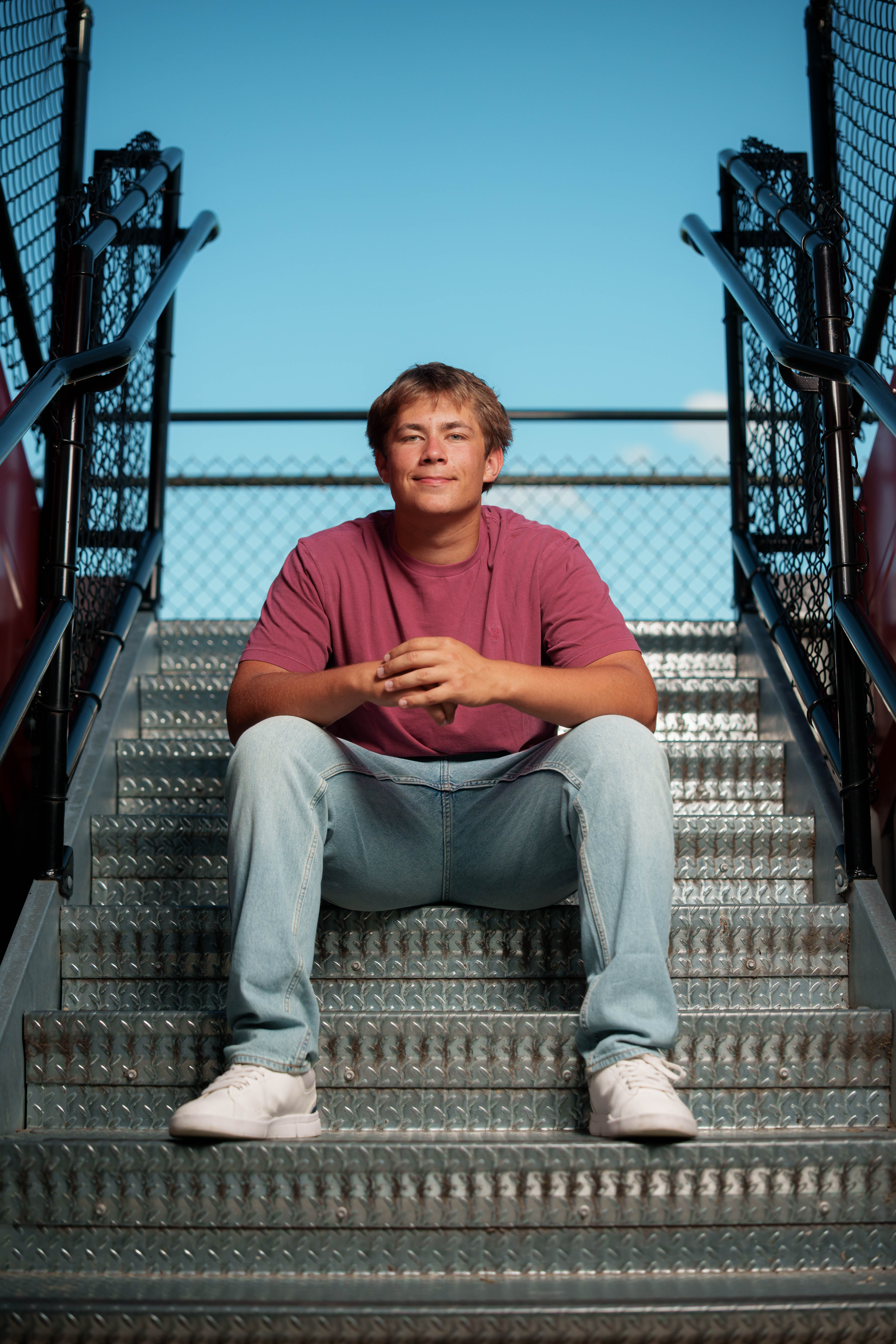 Click to View Larger Beckett Johnson poses for senior photos at Edgerton High School in Edgerton, Wisconsin on July 15th, 2025. Johnson will graduate in 2026. Photography by Ross Harried for Second Crop Creative.