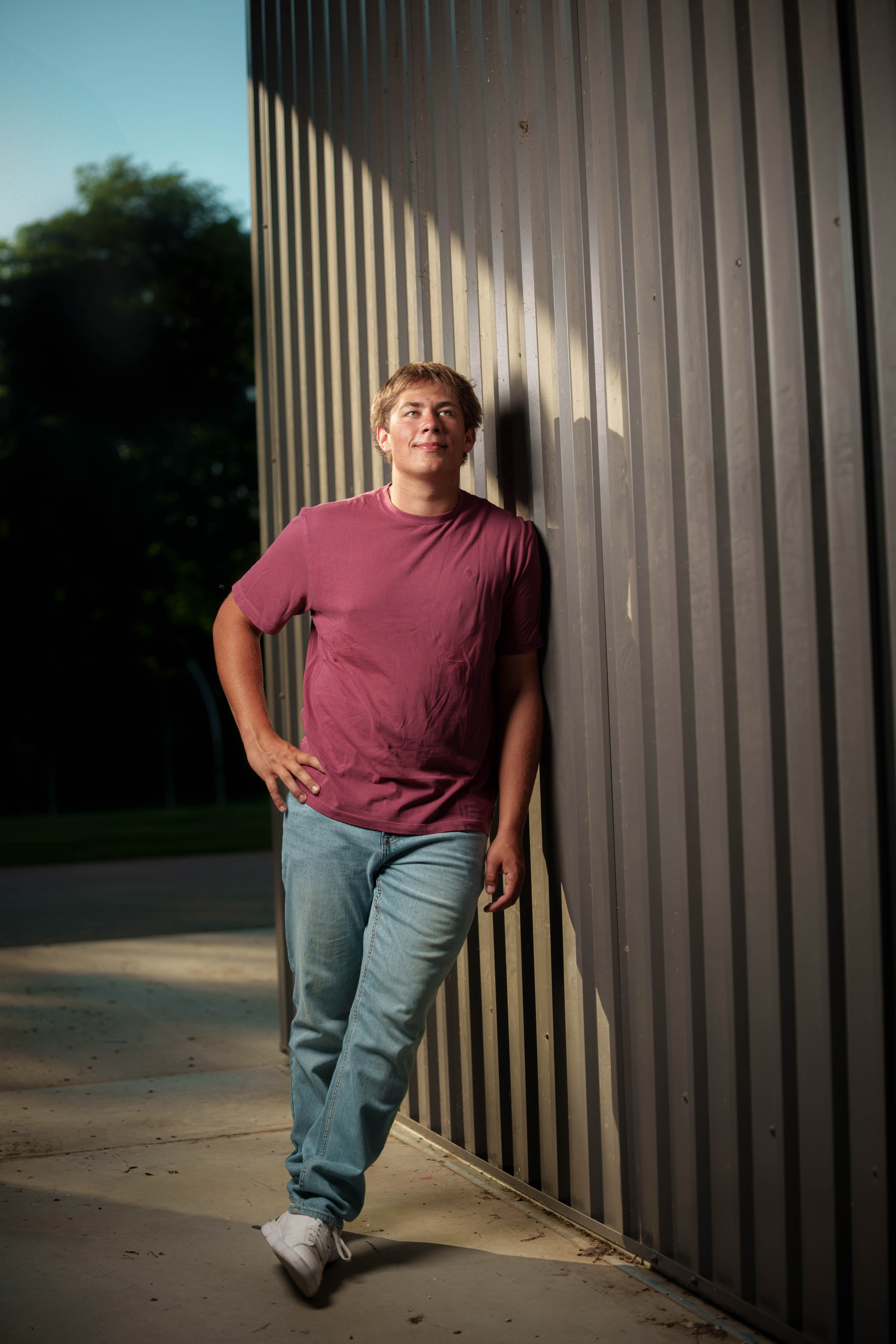 Click to View Larger Beckett Johnson poses for senior photos at Edgerton High School in Edgerton, Wisconsin on July 15th, 2025. Johnson will graduate in 2026. Photography by Ross Harried for Second Crop Creative.