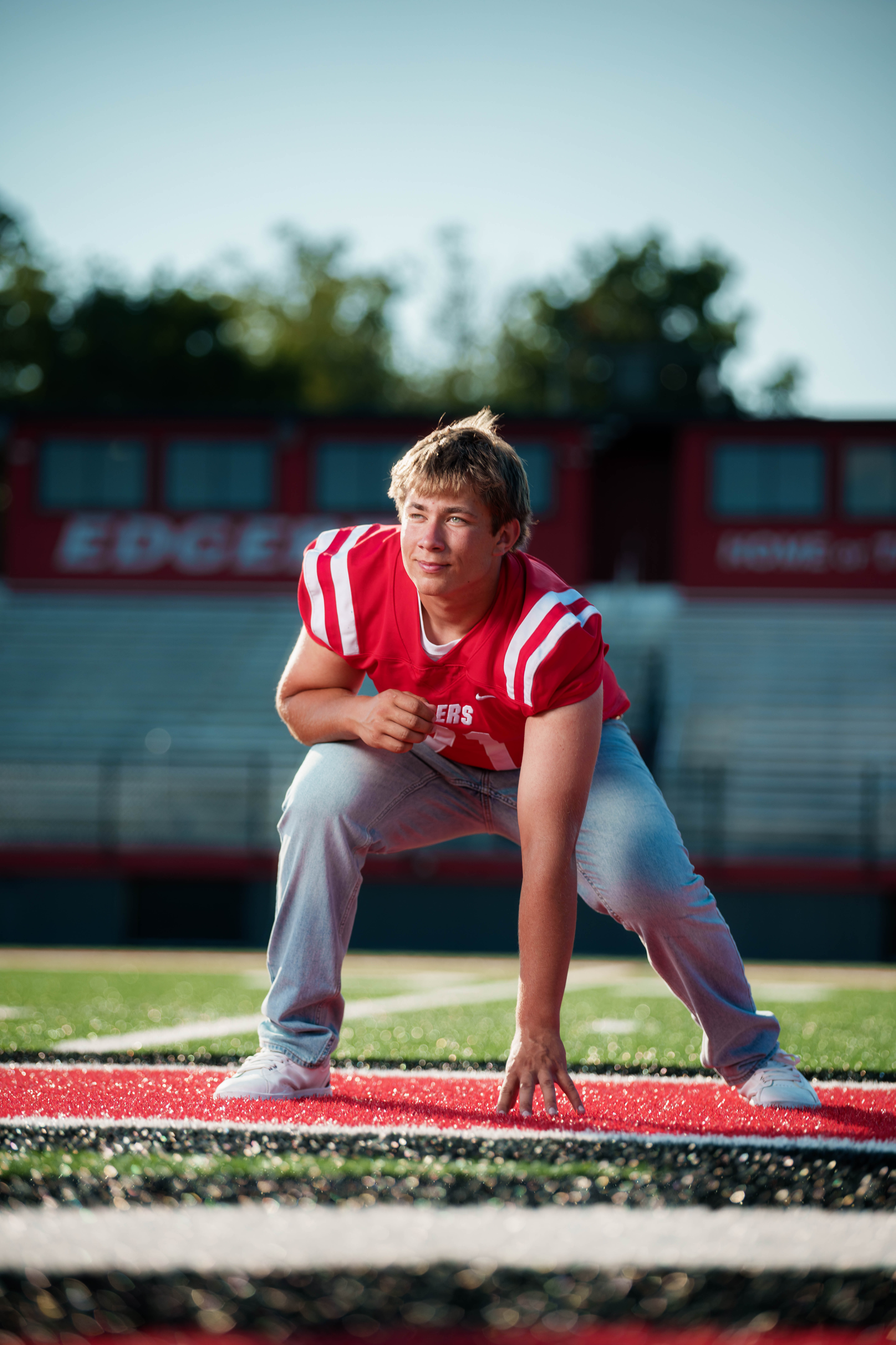 Click to View Larger Beckett Johnson poses for senior photos at Edgerton High School in Edgerton, Wisconsin on July 15th, 2025. Johnson will graduate in 2026. Photography by Ross Harried for Second Crop Creative.