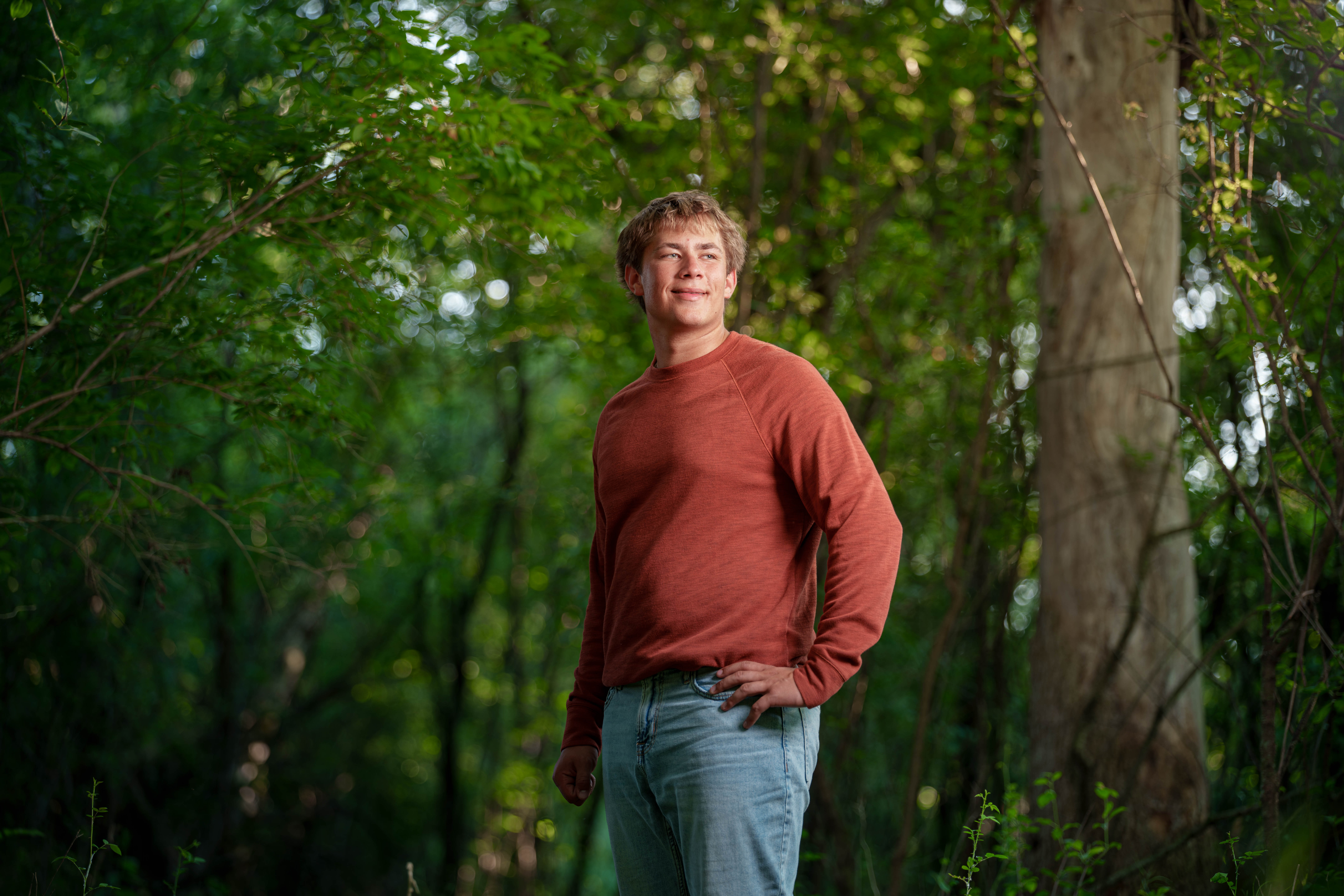 Click to View Larger Beckett Johnson poses for senior photos at Edgerton High School in Edgerton, Wisconsin on July 15th, 2025. Johnson will graduate in 2026. Photography by Ross Harried for Second Crop Creative.