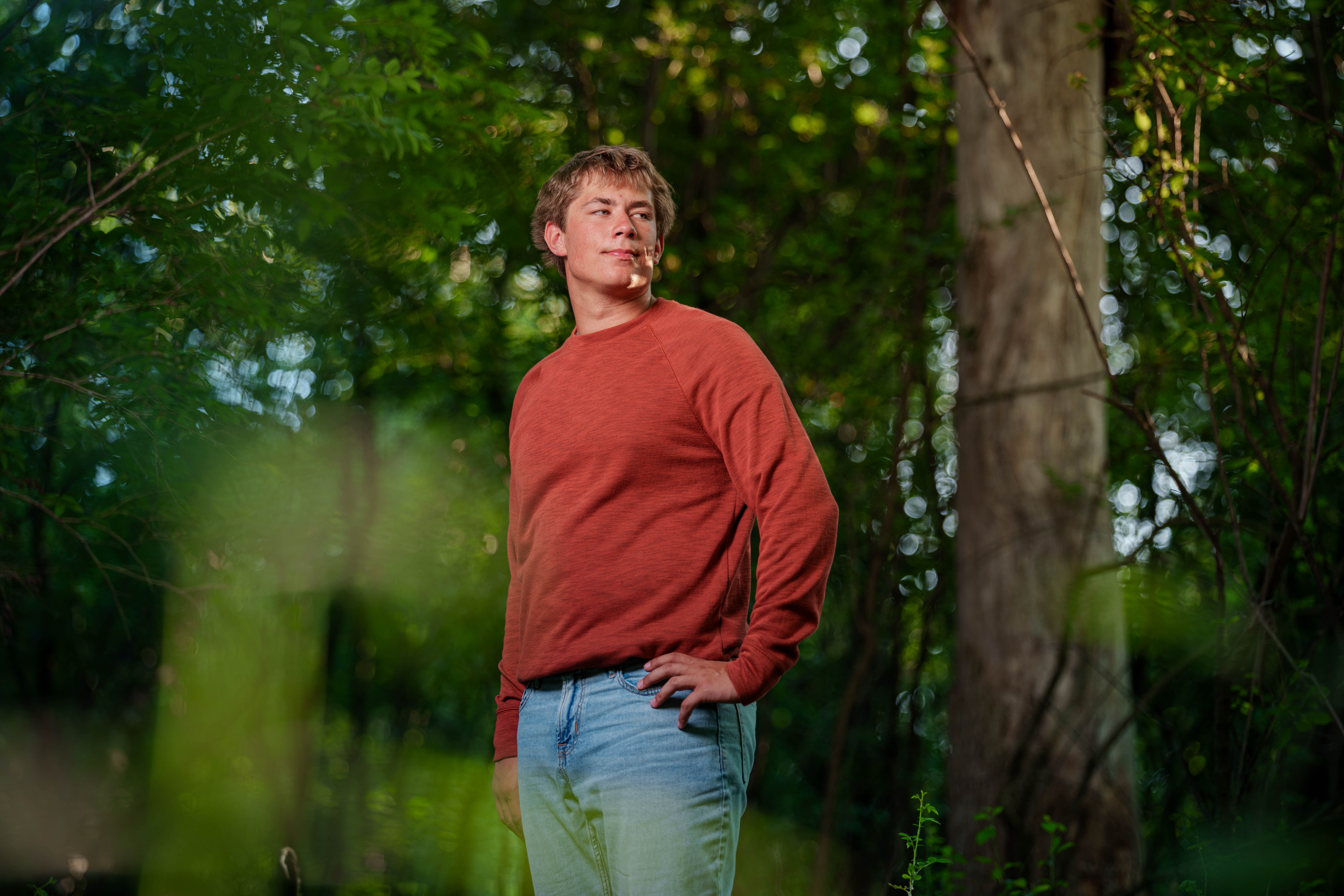Click to View Larger Beckett Johnson poses for senior photos at Edgerton High School in Edgerton, Wisconsin on July 15th, 2025. Johnson will graduate in 2026. Photography by Ross Harried for Second Crop Creative.
