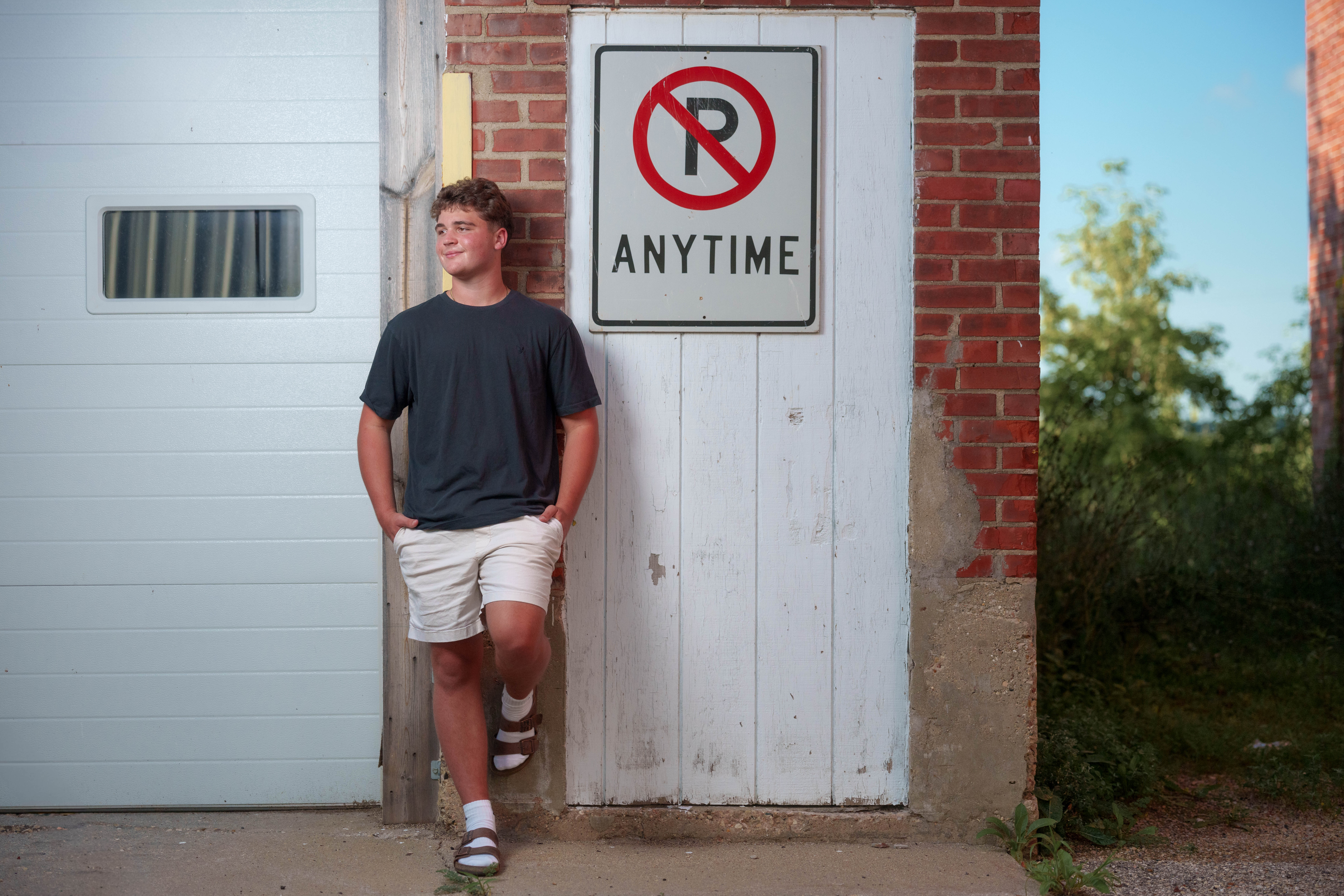 Click to View Larger Matt Roth poses for senior photos in New Glarus, Wisconsin on July 27th, 2025. Roth will graduate in 2026. Photography by Ross Harried for Second Crop Creative.