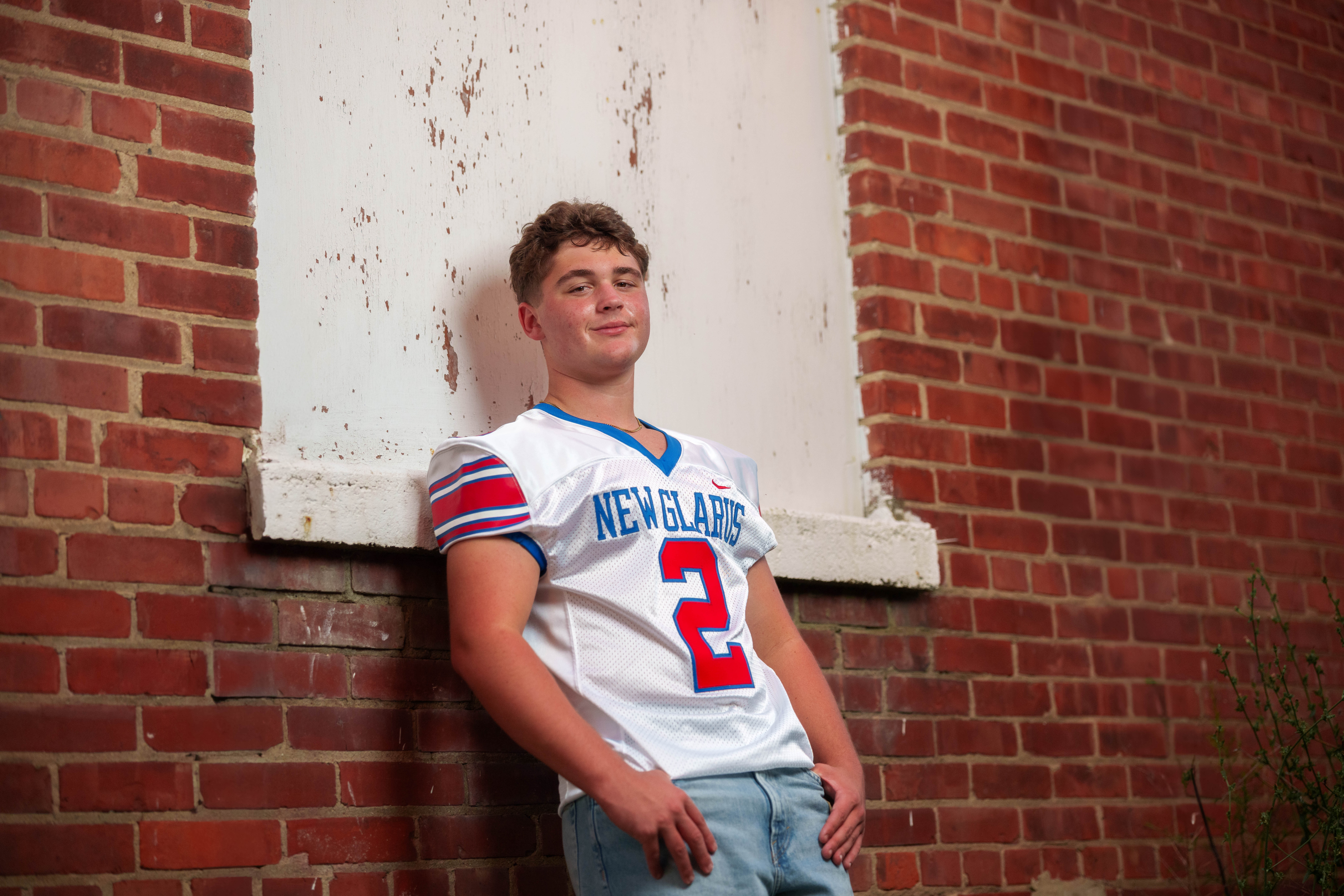 Click to View Larger Matt Roth poses for senior photos in New Glarus, Wisconsin on July 27th, 2025. Roth will graduate in 2026. Photography by Ross Harried for Second Crop Creative.