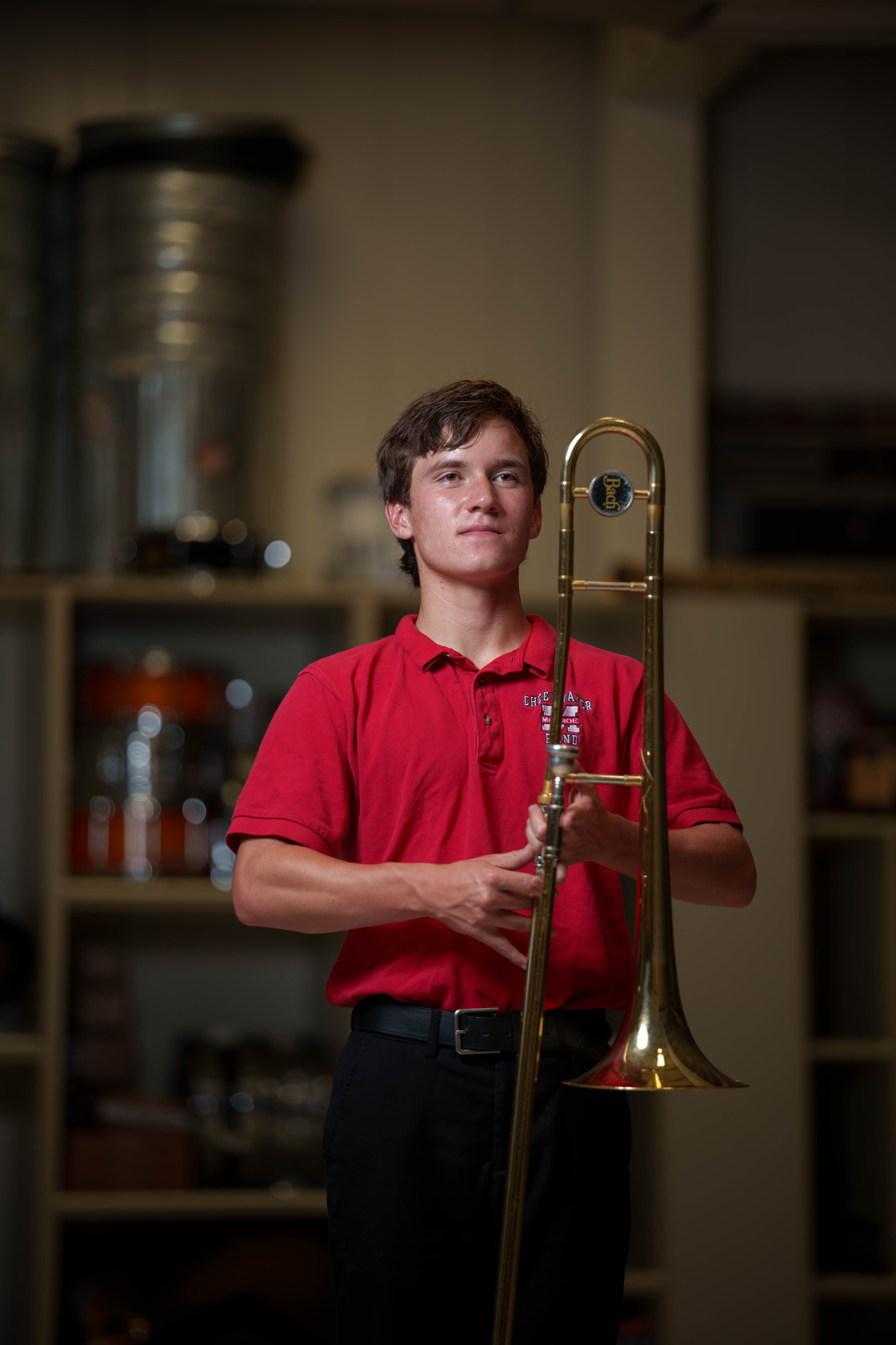 Hamilton Stites poses for senior photos at Monroe High School in Monroe, Wisconsin on July 28th, 2025. Stites will graduate in 2026. Photography by Ross Harried for Second Crop Creative.