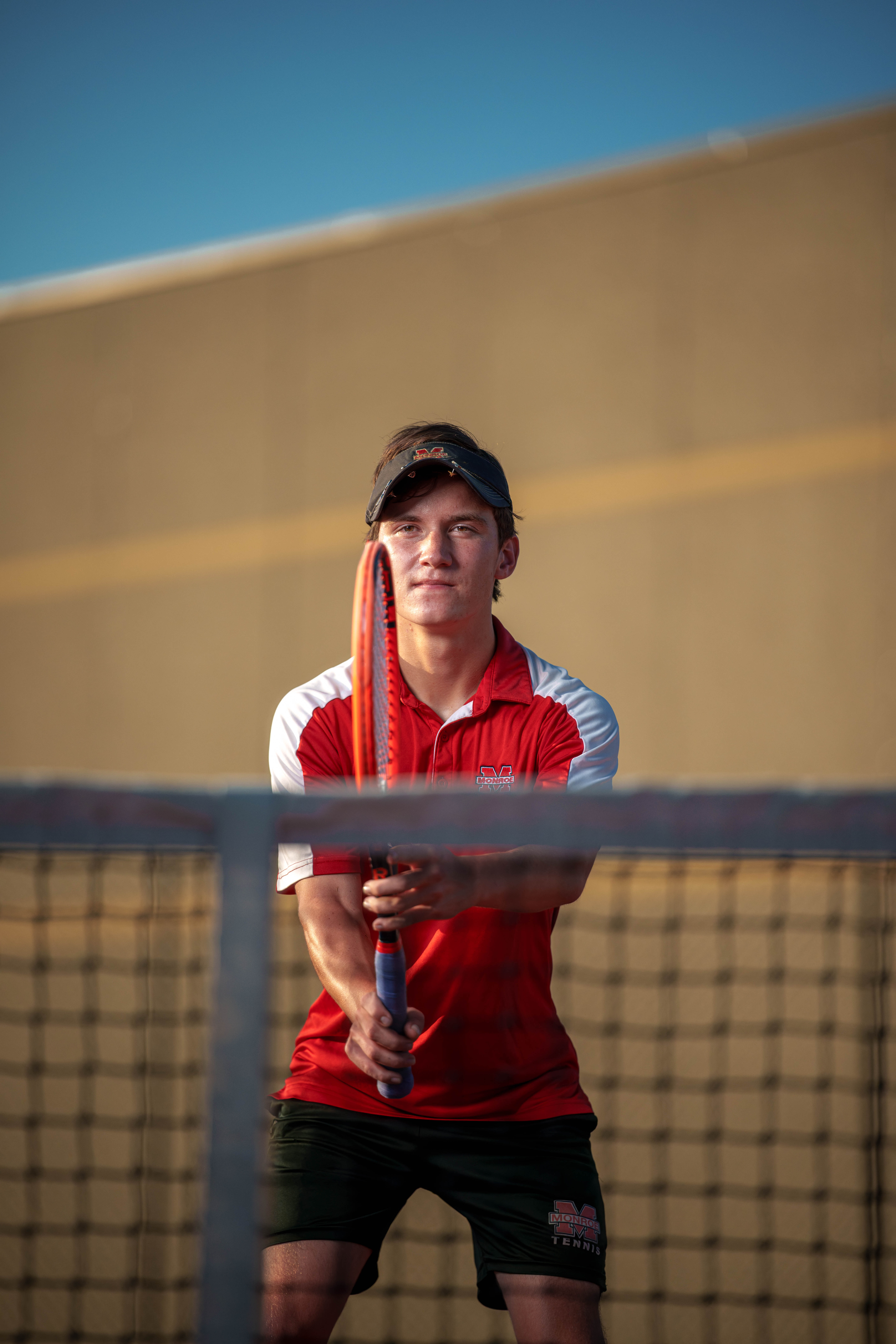 Hamilton Stites poses for senior photos at Monroe High School in Monroe, Wisconsin on July 28th, 2025. Stites will graduate in 2026. Photography by Ross Harried for Second Crop Creative.
