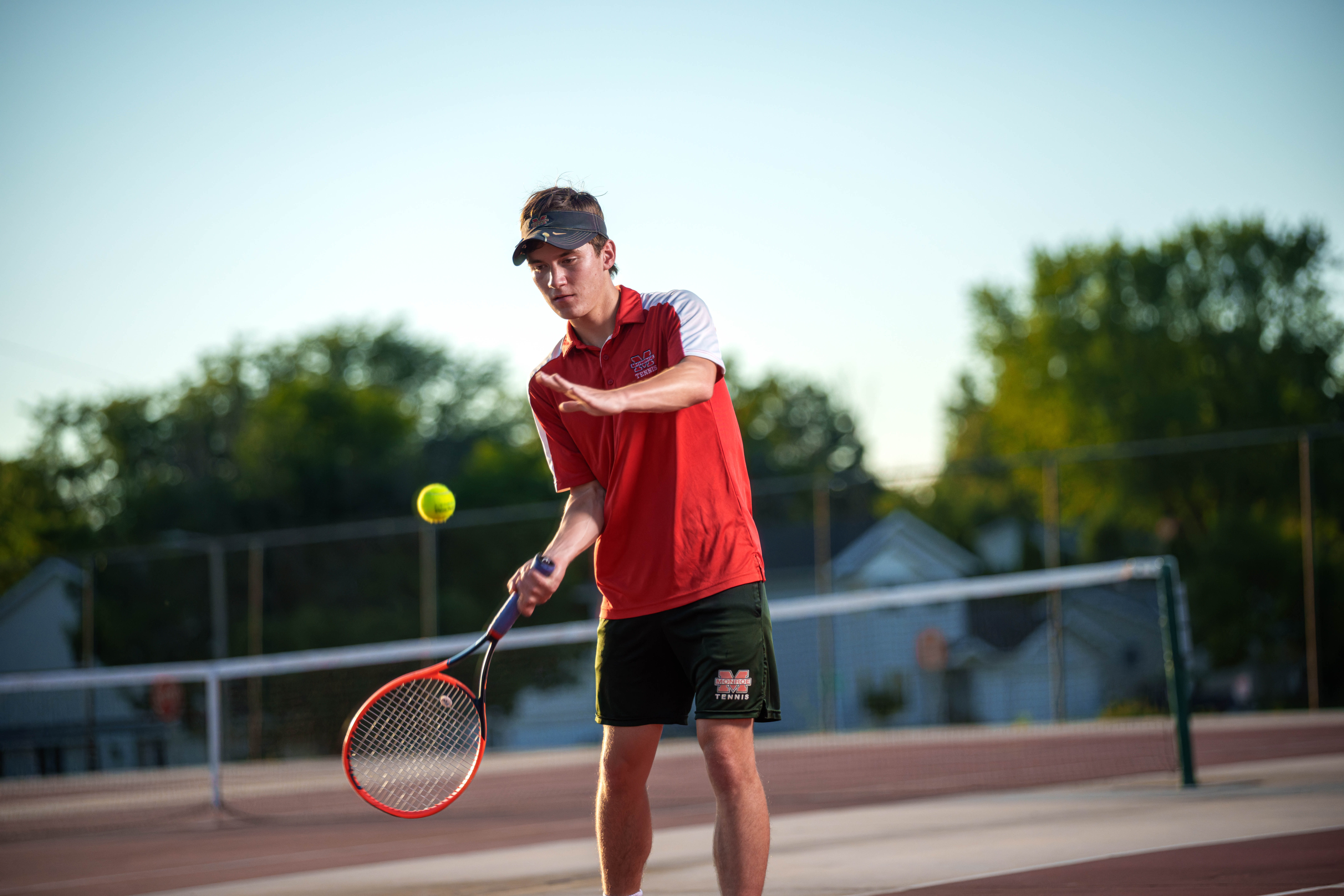 Hamilton Stites poses for senior photos at Monroe High School in Monroe, Wisconsin on July 28th, 2025. Stites will graduate in 2026. Photography by Ross Harried for Second Crop Creative.