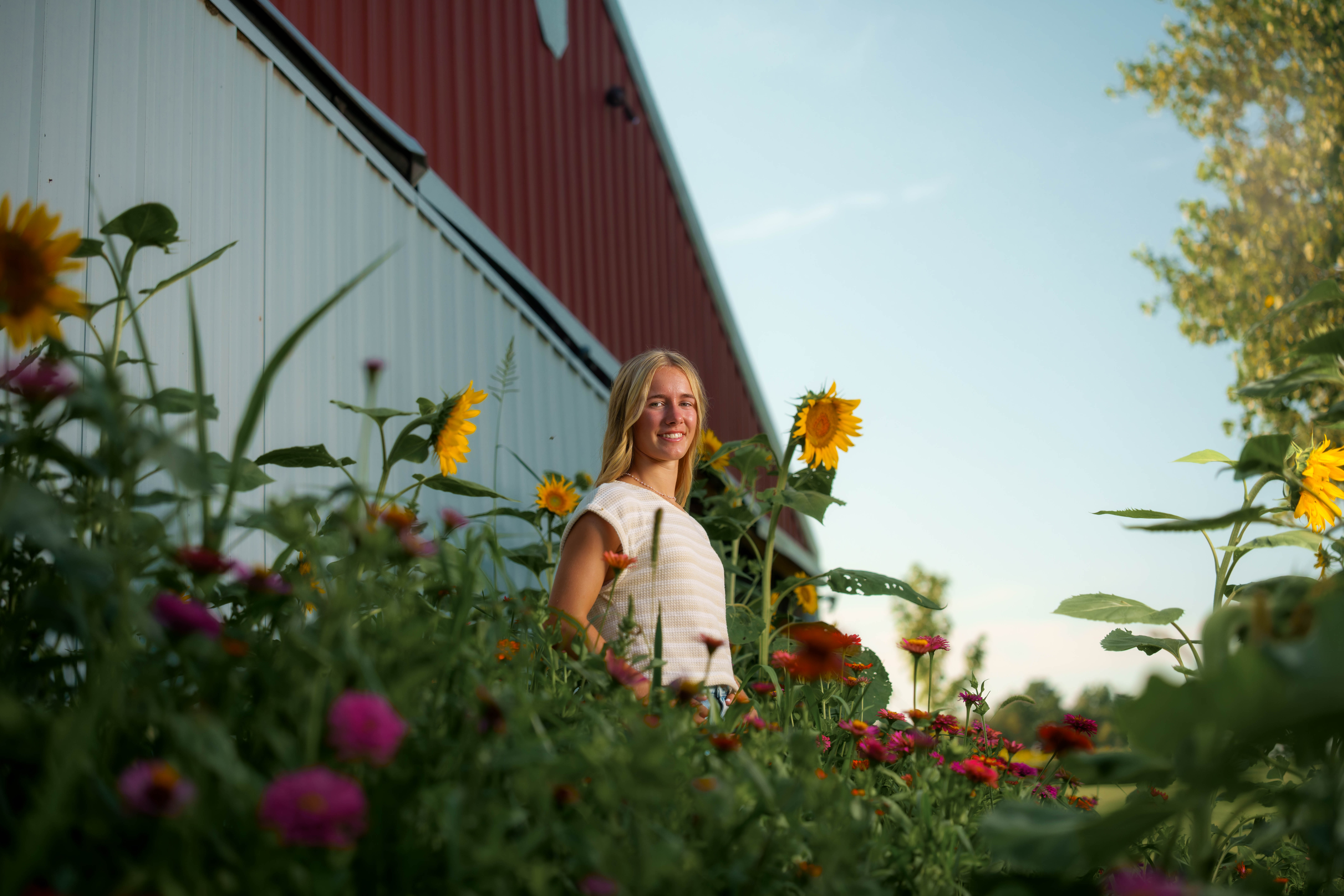 Click to View Larger Molly Olson poses for her senior portraits at Pheasant Valley Barn in Brooklyn, Wisconsin on July 29th, 2025. Olson will be graduating in 2026. Photography by Ross Harried for Second Crop Creative.