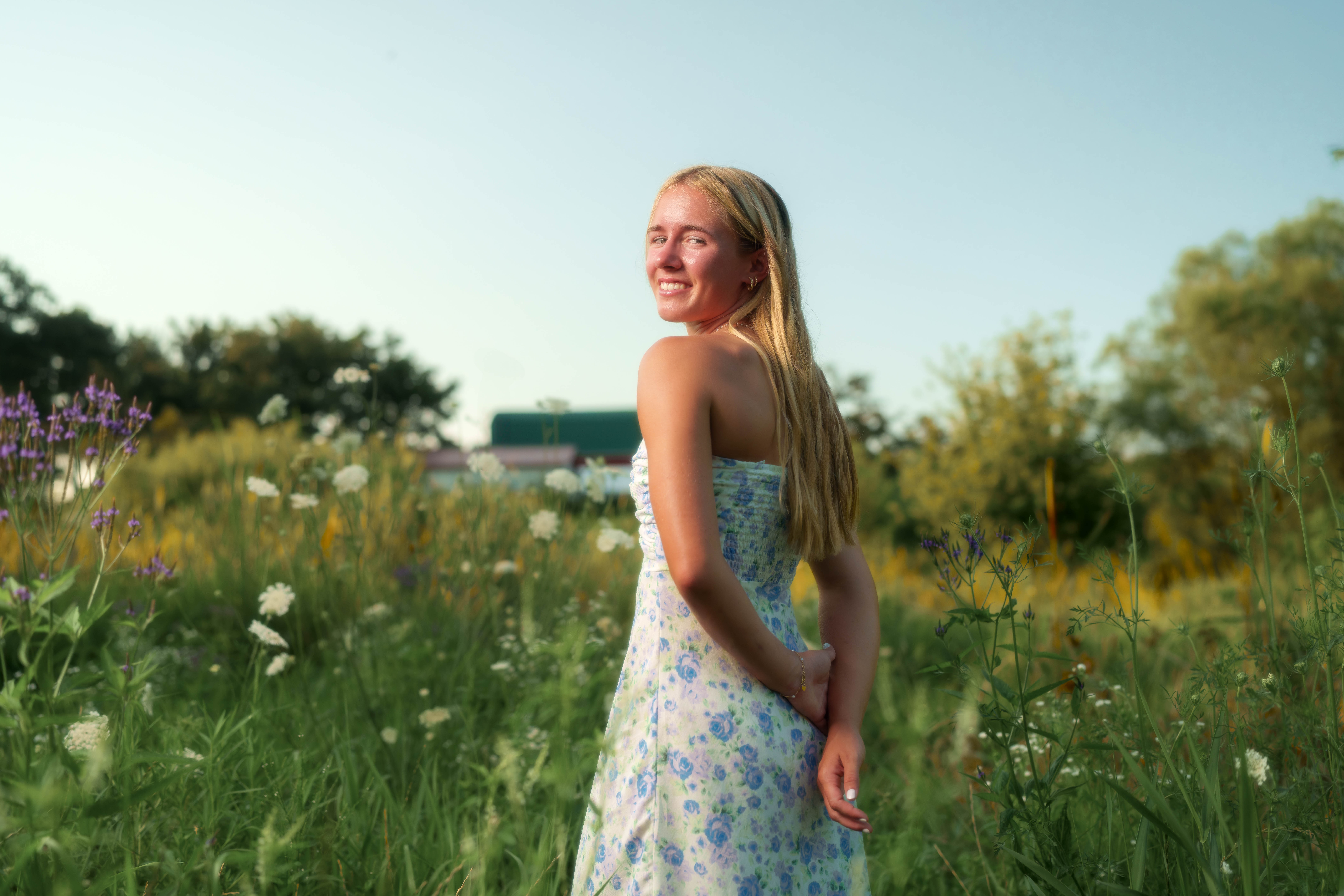 Click to View Larger Molly Olson poses for her senior portraits at Pheasant Valley Barn in Brooklyn, Wisconsin on July 29th, 2025. Olson will be graduating in 2026. Photography by Ross Harried for Second Crop Creative.