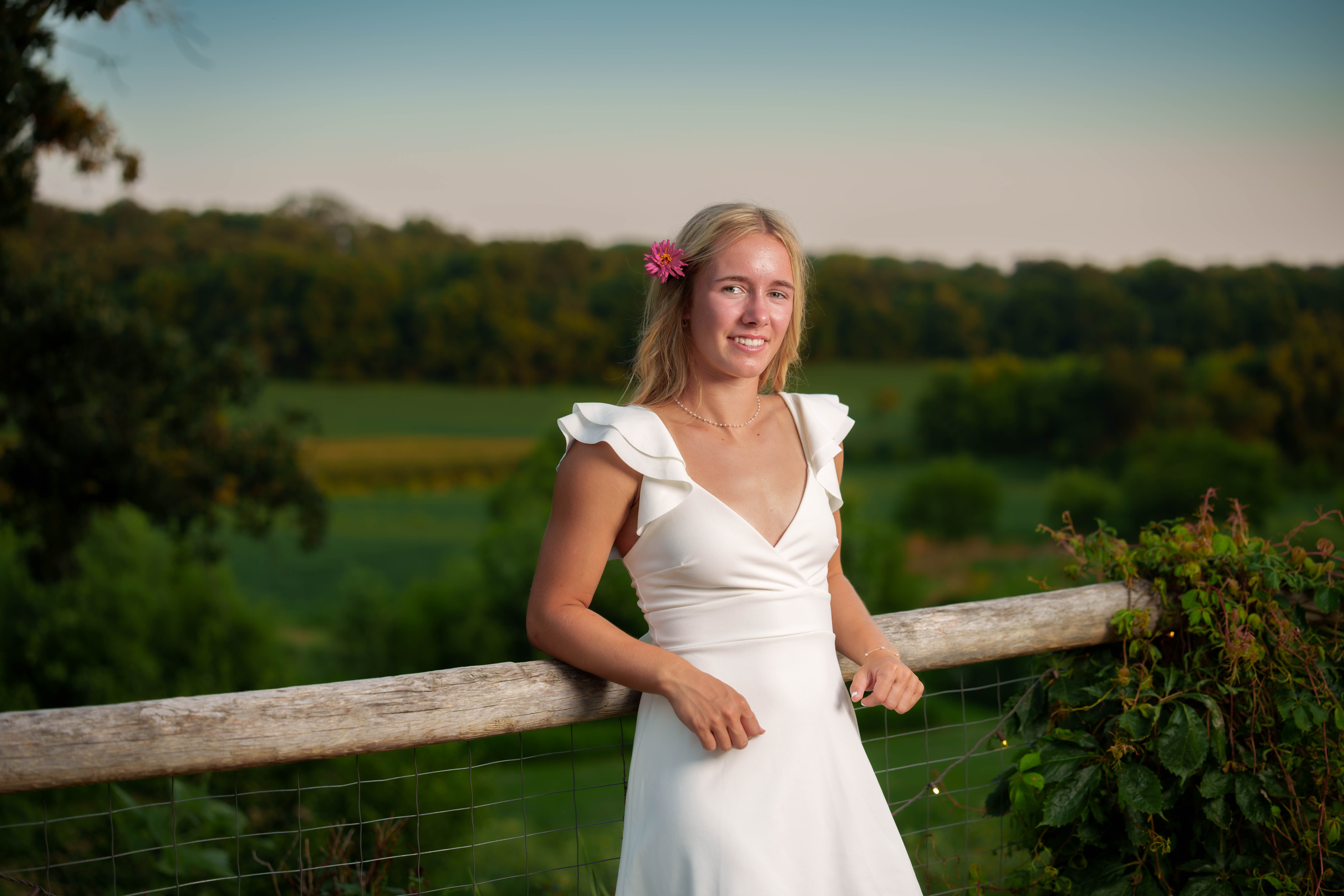Click to View Larger Molly Olson poses for her senior portraits at Pheasant Valley Barn in Brooklyn, Wisconsin on July 29th, 2025. Olson will be graduating in 2026. Photography by Ross Harried for Second Crop Creative.
