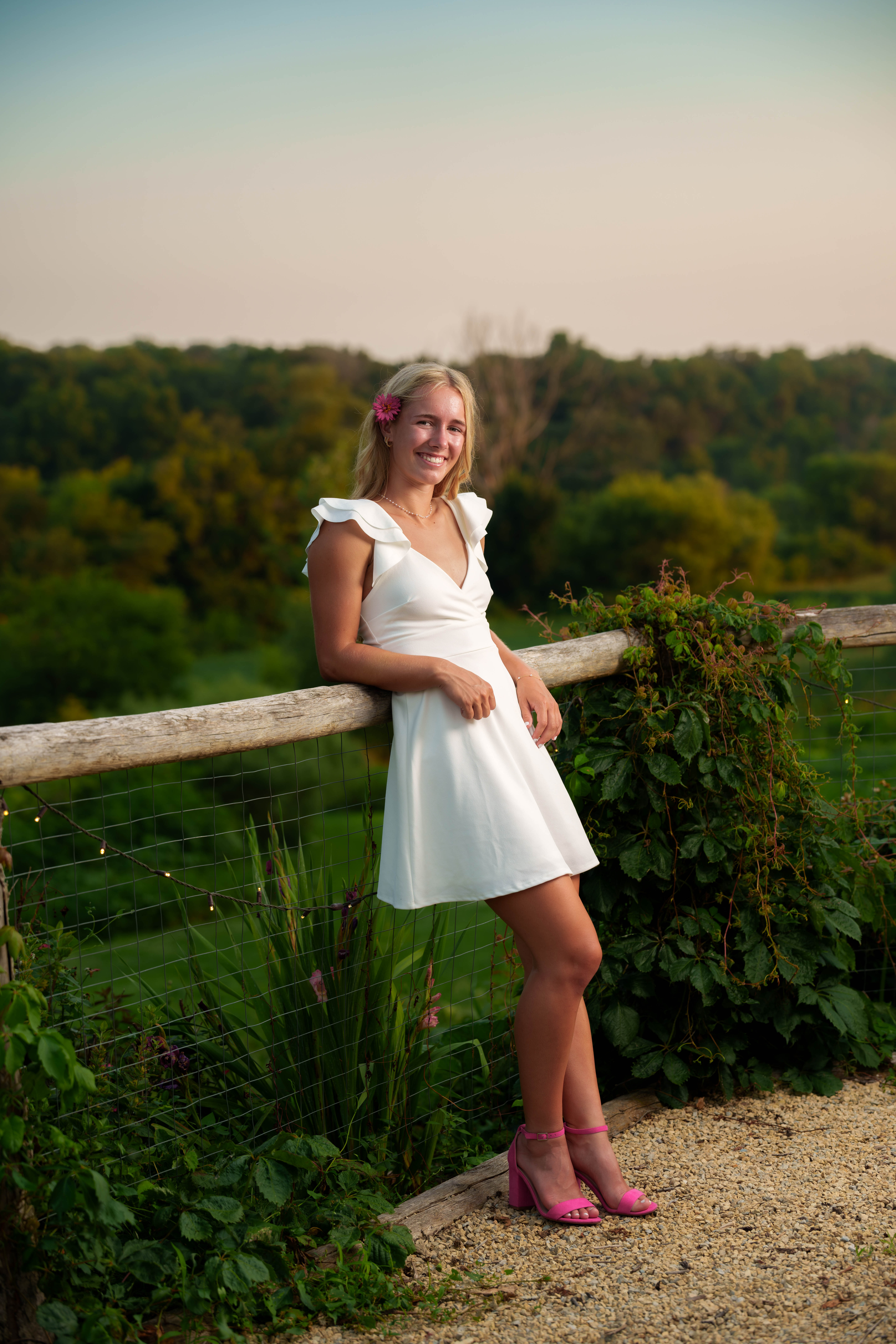 Click to View Larger Molly Olson poses for her senior portraits at Pheasant Valley Barn in Brooklyn, Wisconsin on July 29th, 2025. Olson will be graduating in 2026. Photography by Ross Harried for Second Crop Creative.