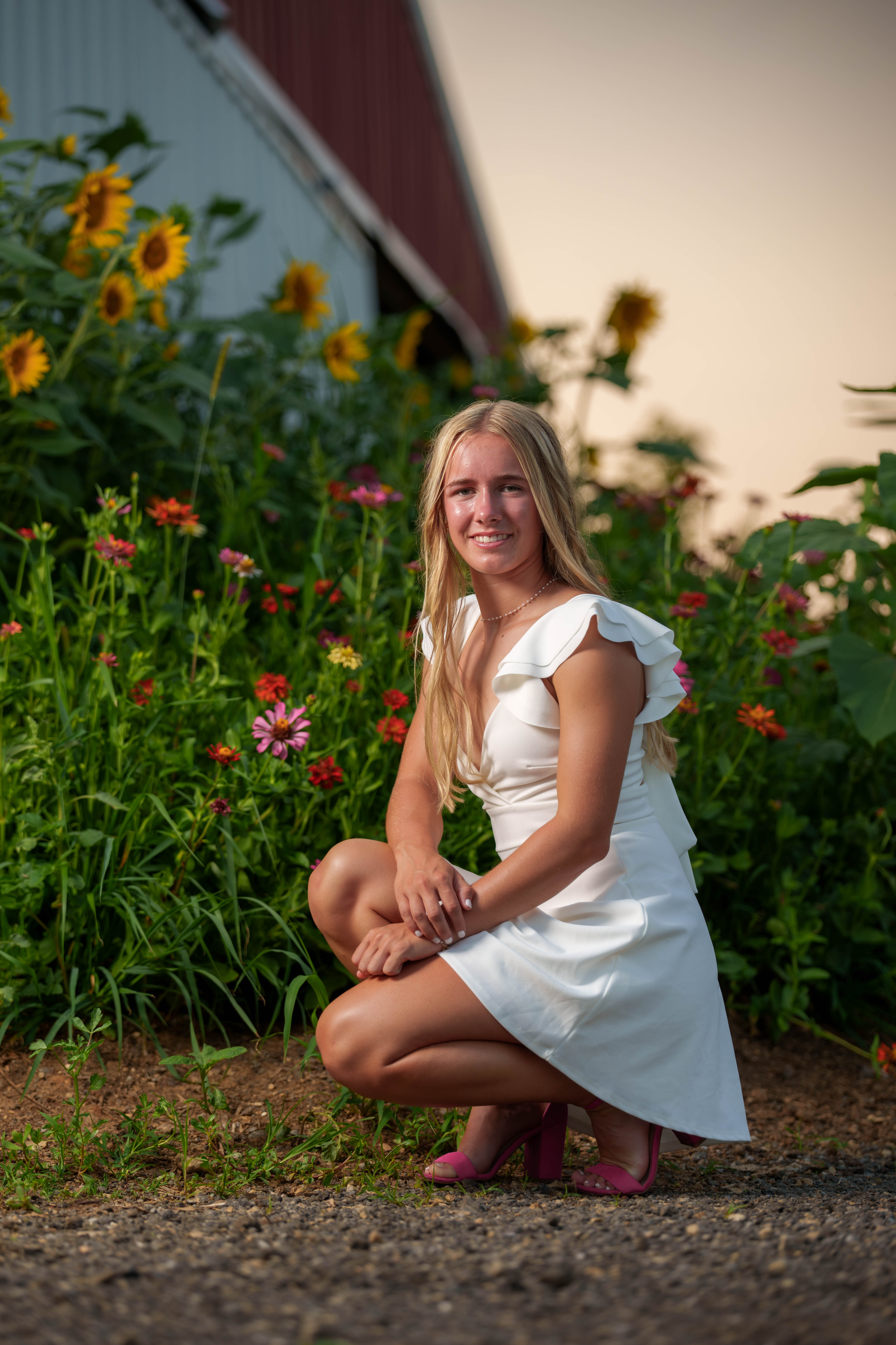 Click to View Larger Molly Olson poses for her senior portraits at Pheasant Valley Barn in Brooklyn, Wisconsin on July 29th, 2025. Olson will be graduating in 2026. Photography by Ross Harried for Second Crop Creative.