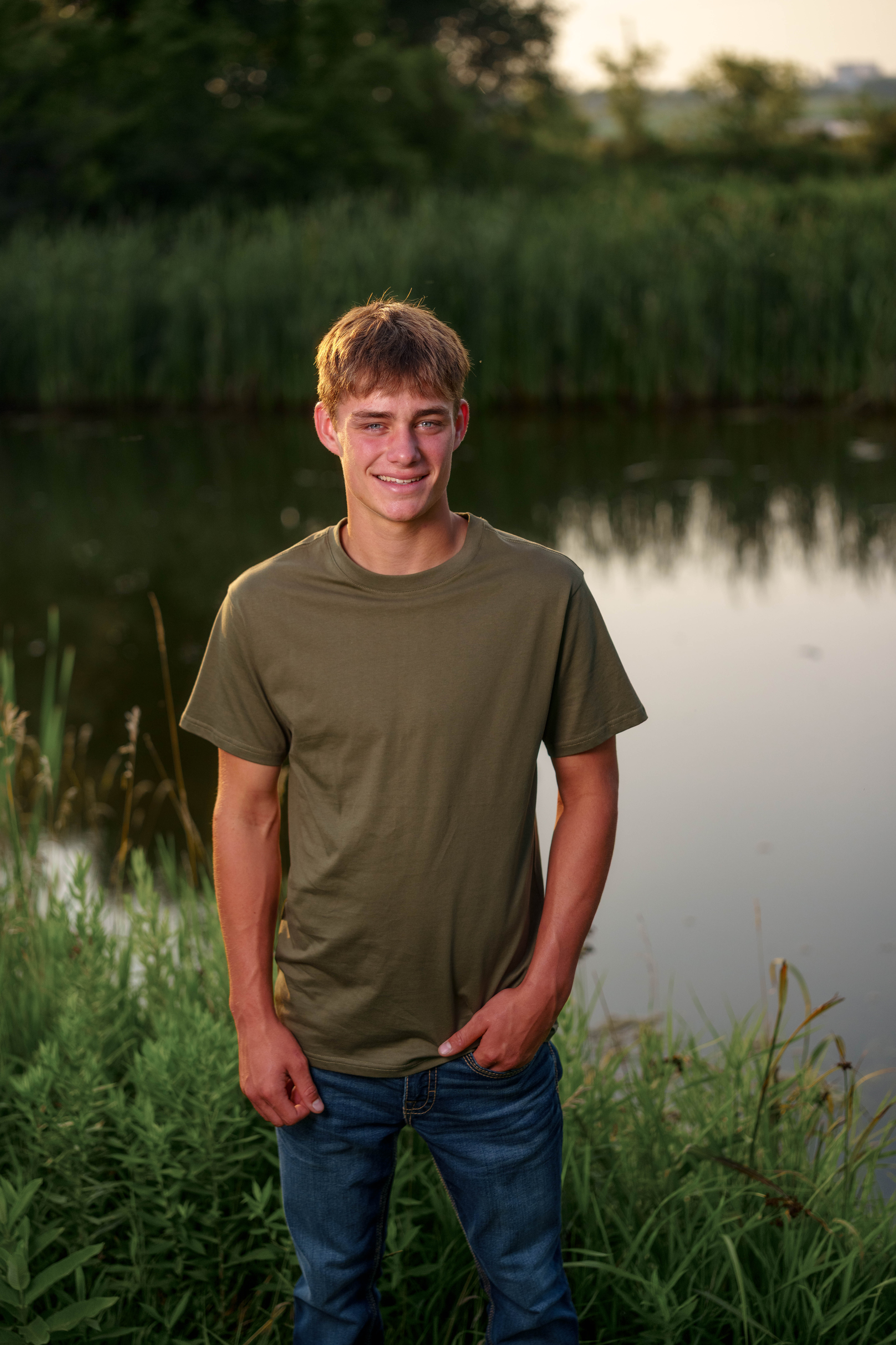 Jayden Brown poses for senior photos near Juda, Wisconsin on August 4th, 2025. Brown will graduate in 2026. Photography by Ross Harried for Second Crop Creative.