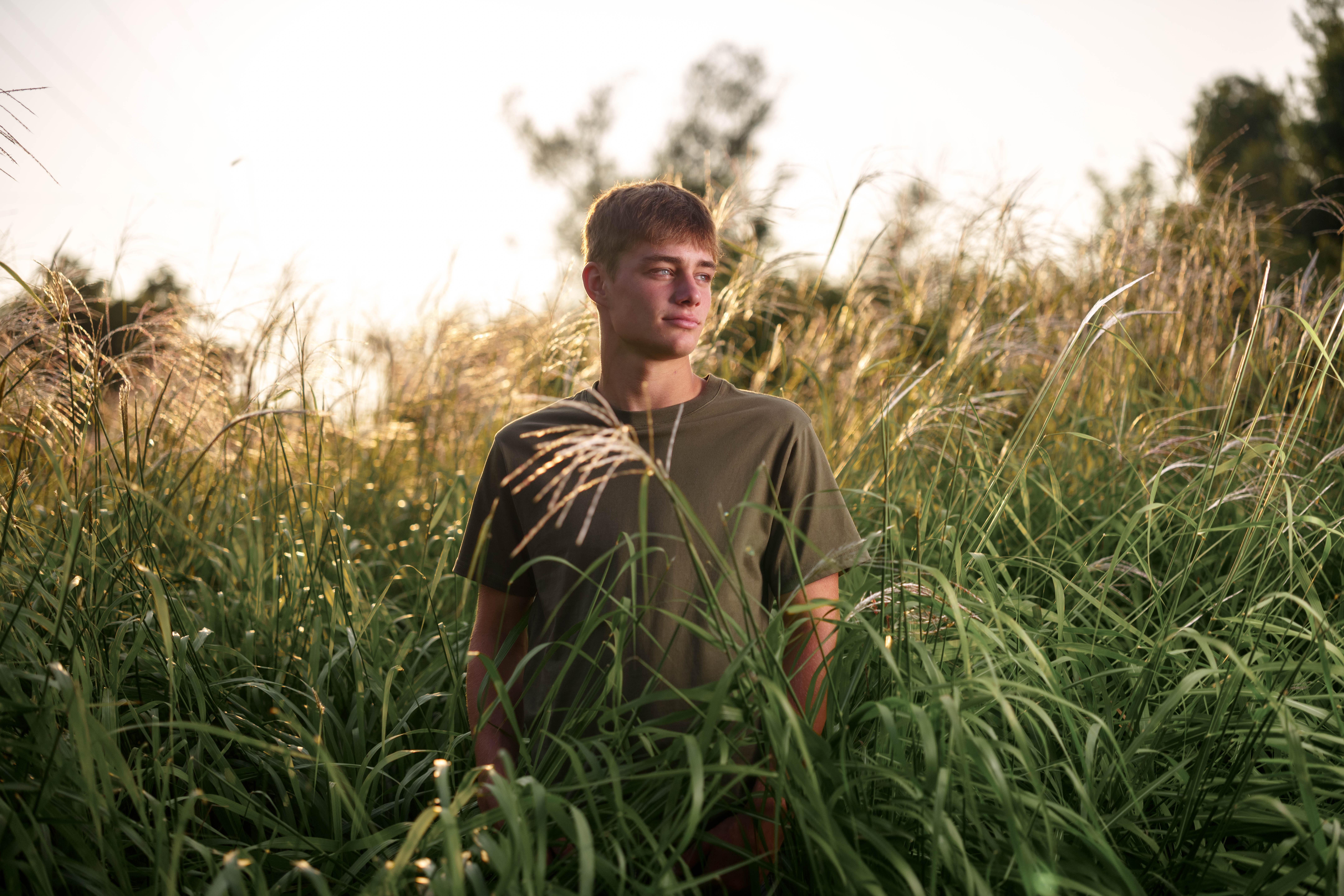 Jayden Brown poses for senior photos near Juda, Wisconsin on August 4th, 2025. Brown will graduate in 2026. Photography by Ross Harried for Second Crop Creative.