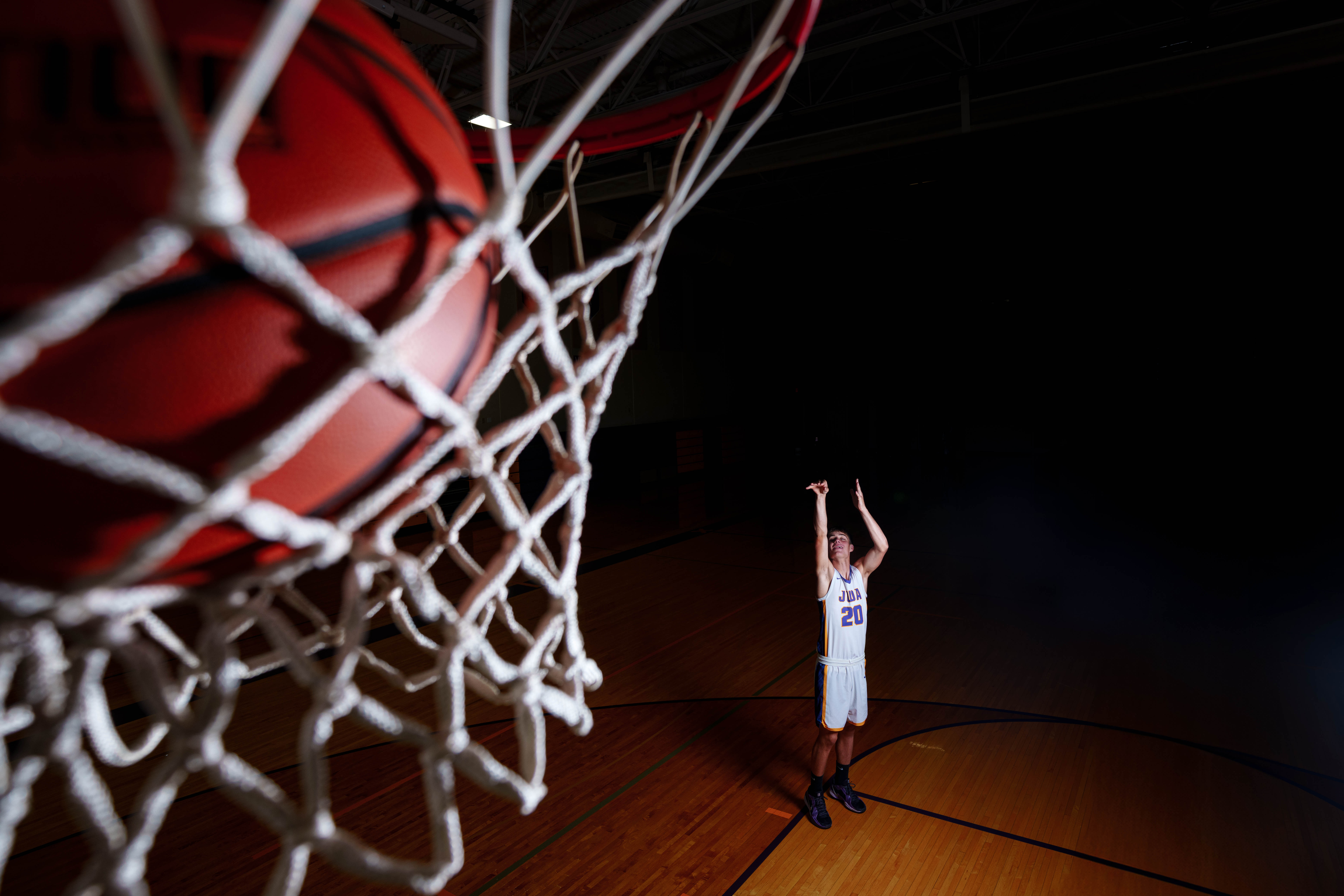 Jayden Brown poses for senior photos at Juda High School in Juda, Wisconsin on August 4th, 2025. Brown will graduate in 2026. Photography by Ross Harried for Second Crop Creative.
