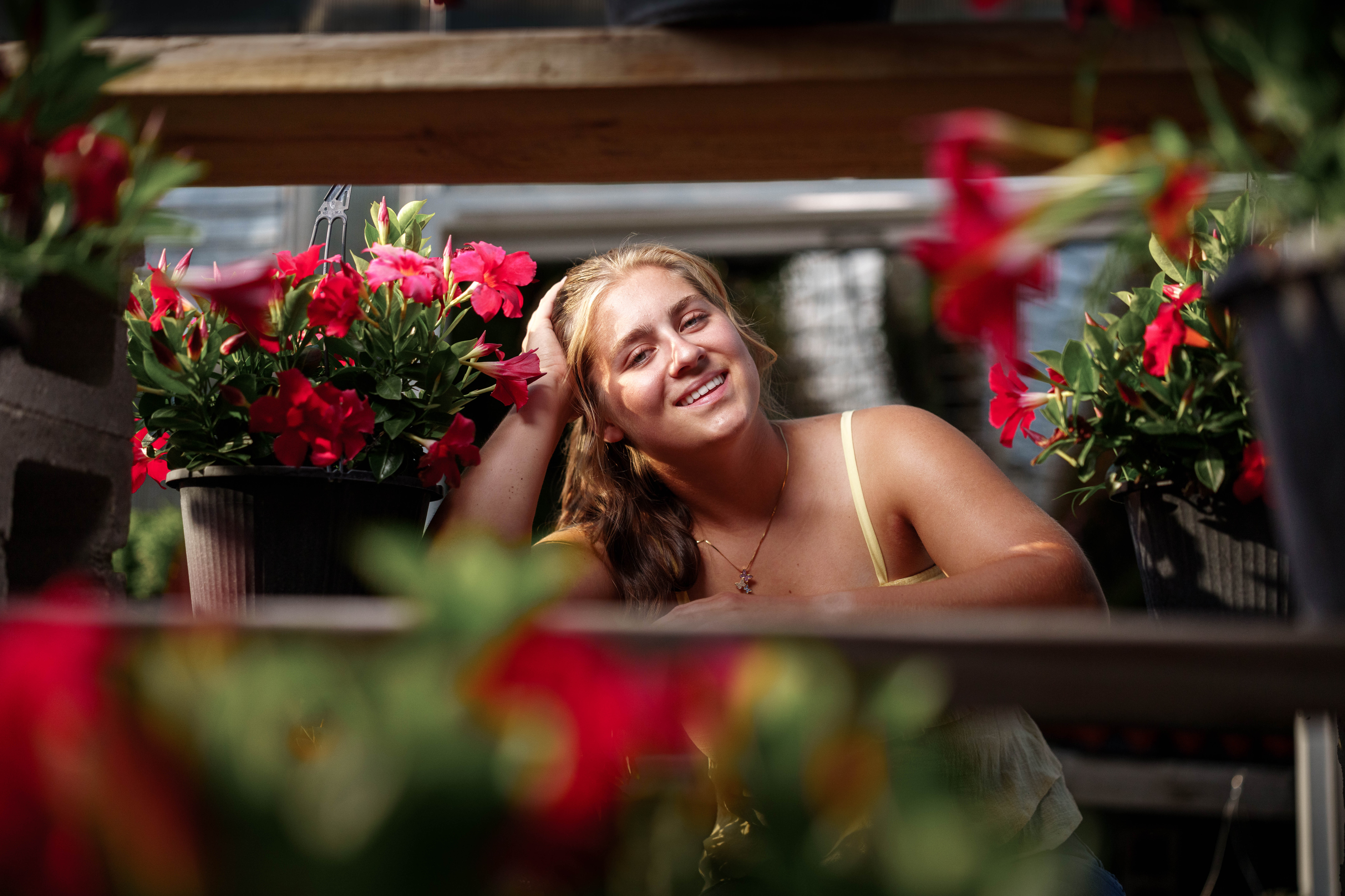 Shannon Weber poses for senior photos at Parrfection Produce Farm Market outside Monticello Wisconsin on August 7th, 2025. Weber will graduate in 2026. Photography by Ross Harried for Second Crop Creative.