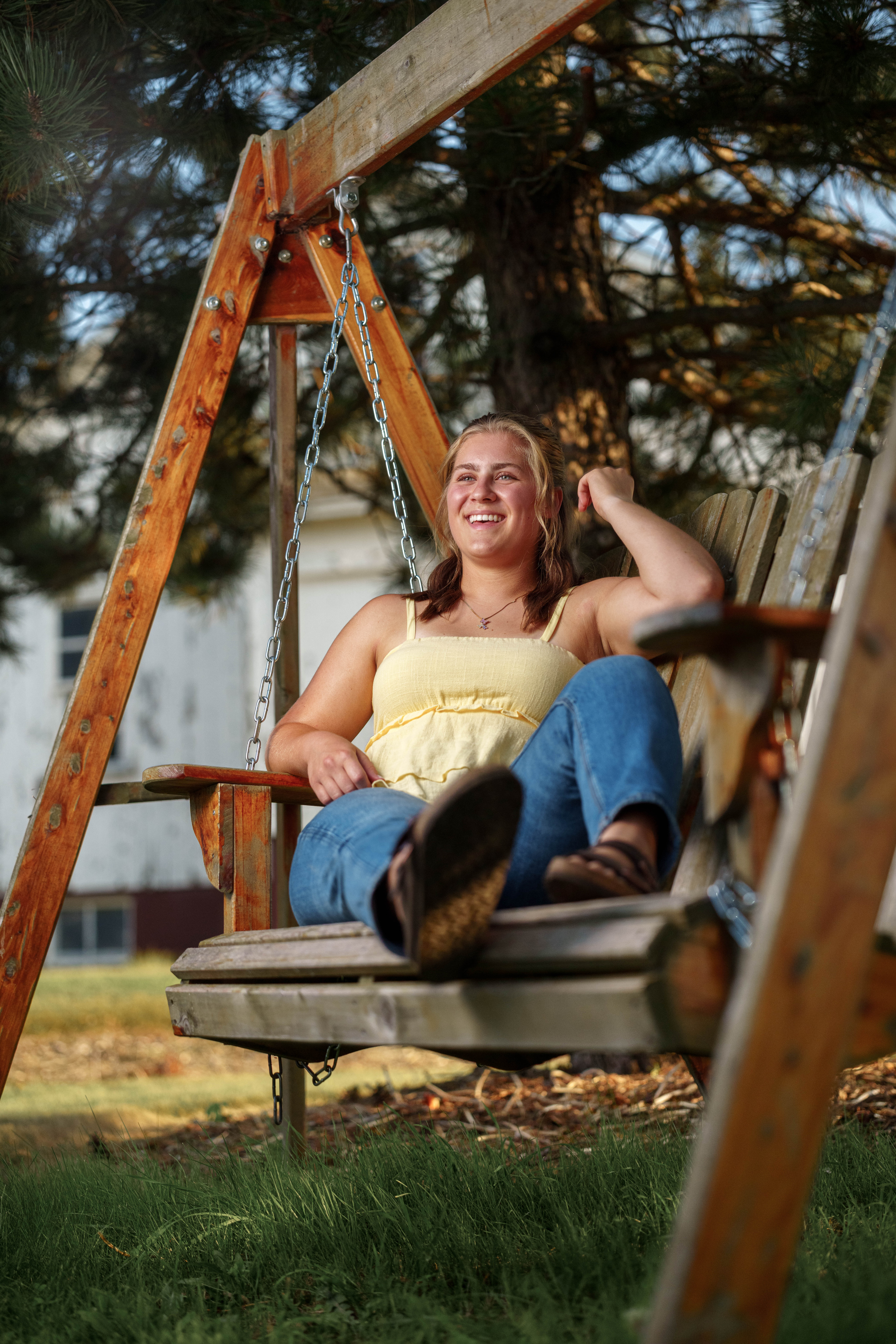 Shannon Weber poses for senior photos at Parrfection Produce Farm Market outside Monticello Wisconsin on August 7th, 2025. Weber will graduate in 2026. Photography by Ross Harried for Second Crop Creative.