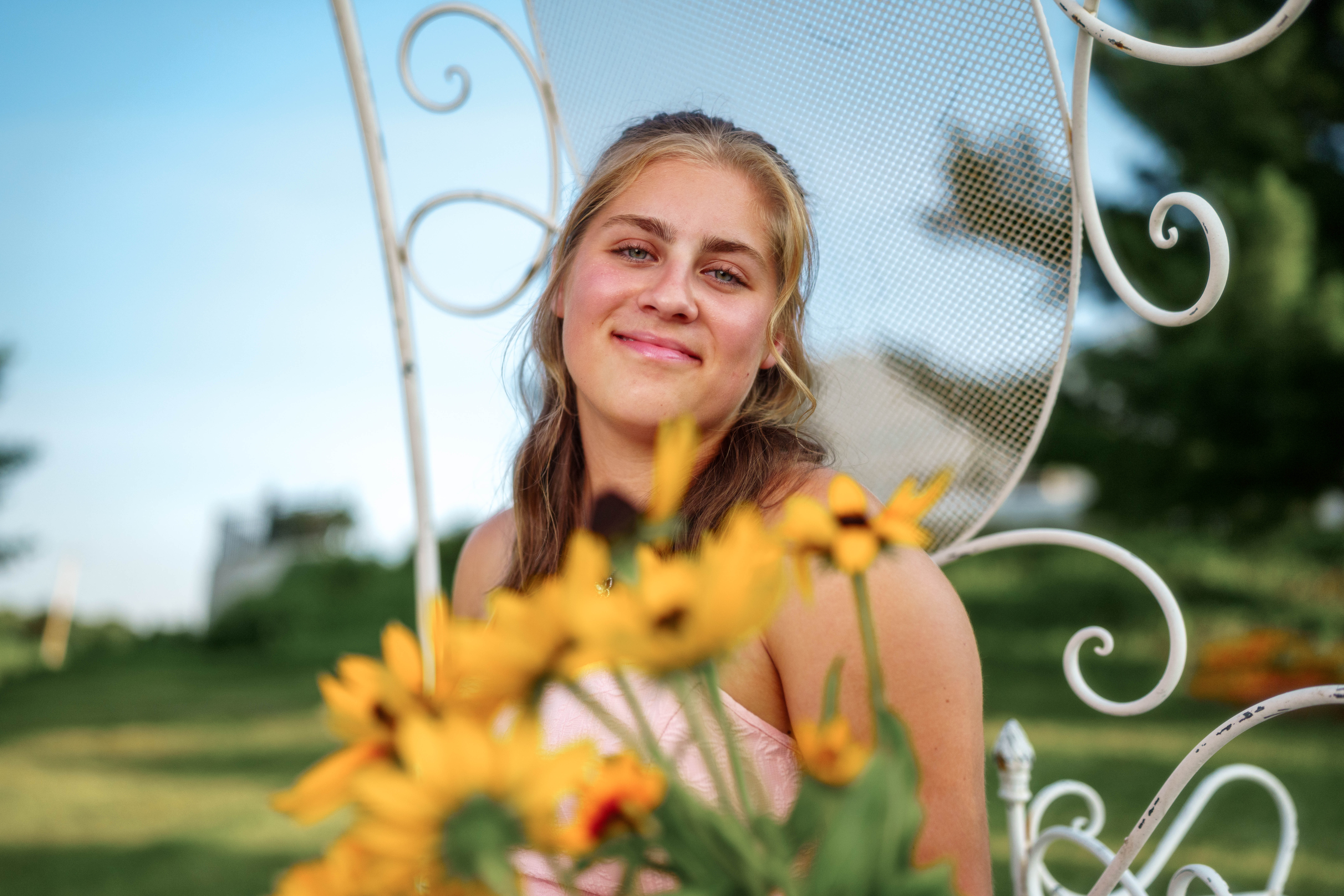 Shannon Weber poses for senior photos at Parrfection Produce Farm Market outside Monticello Wisconsin on August 7th, 2025. Weber will graduate in 2026. Photography by Ross Harried for Second Crop Creative.