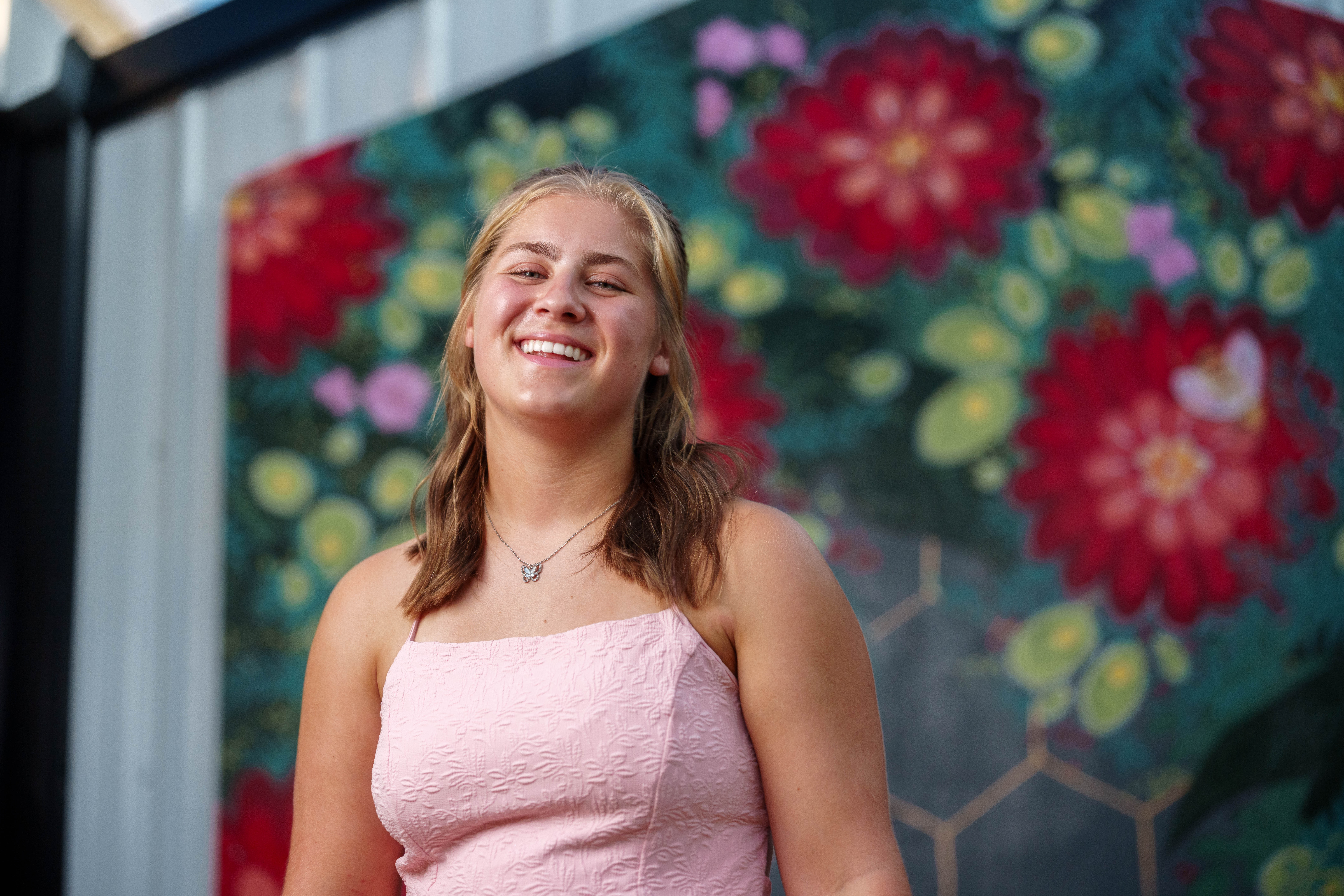 Shannon Weber poses for senior photos at Parrfection Produce Farm Market outside Monticello Wisconsin on August 7th, 2025. Weber will graduate in 2026. Photography by Ross Harried for Second Crop Creative.