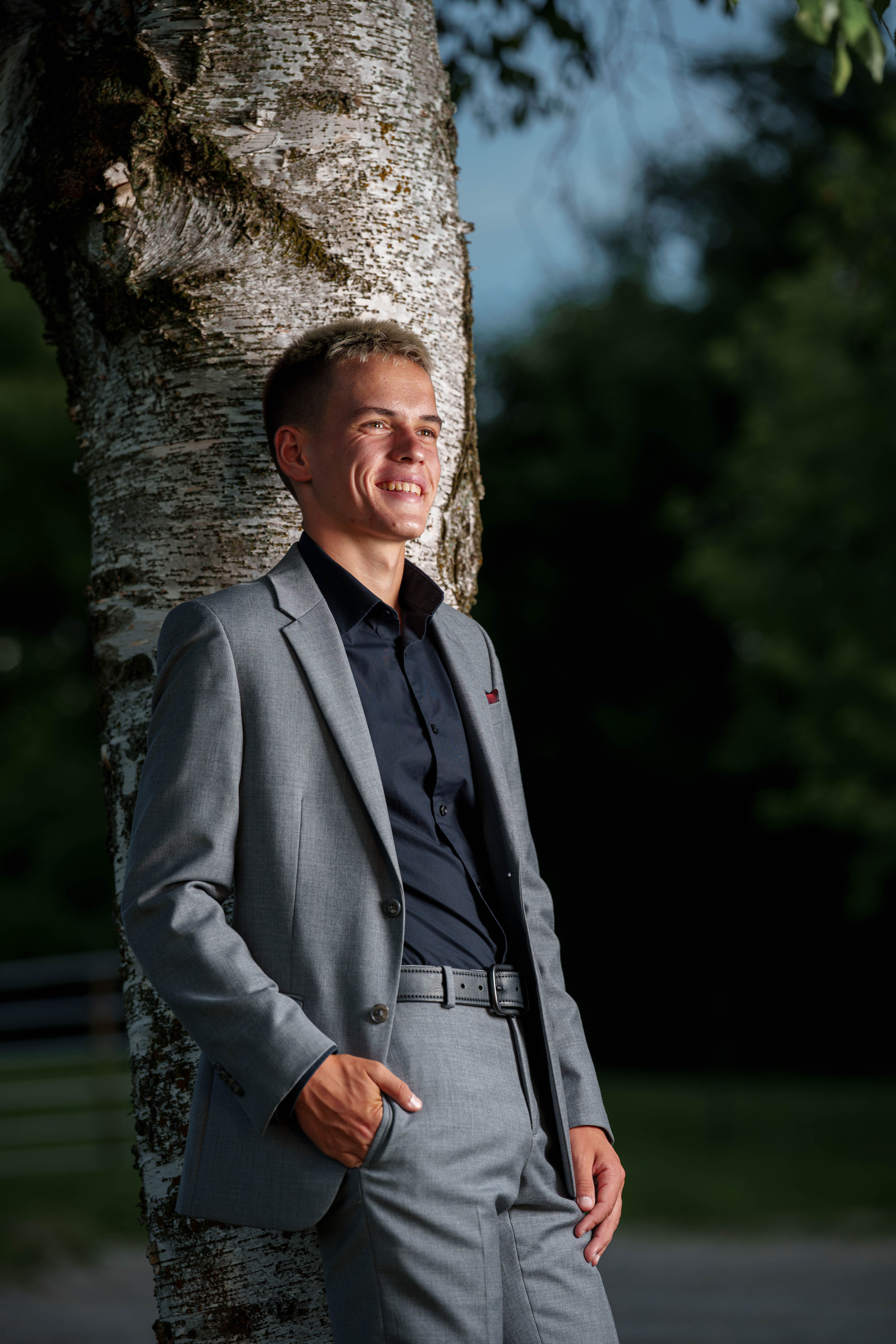 Tre Dammen poses for senior photos in Monroe Wisconsin on August 11th, 2025. Dammen will graduate in 2026. Photography by Ross Harried for Second Crop Creative.
