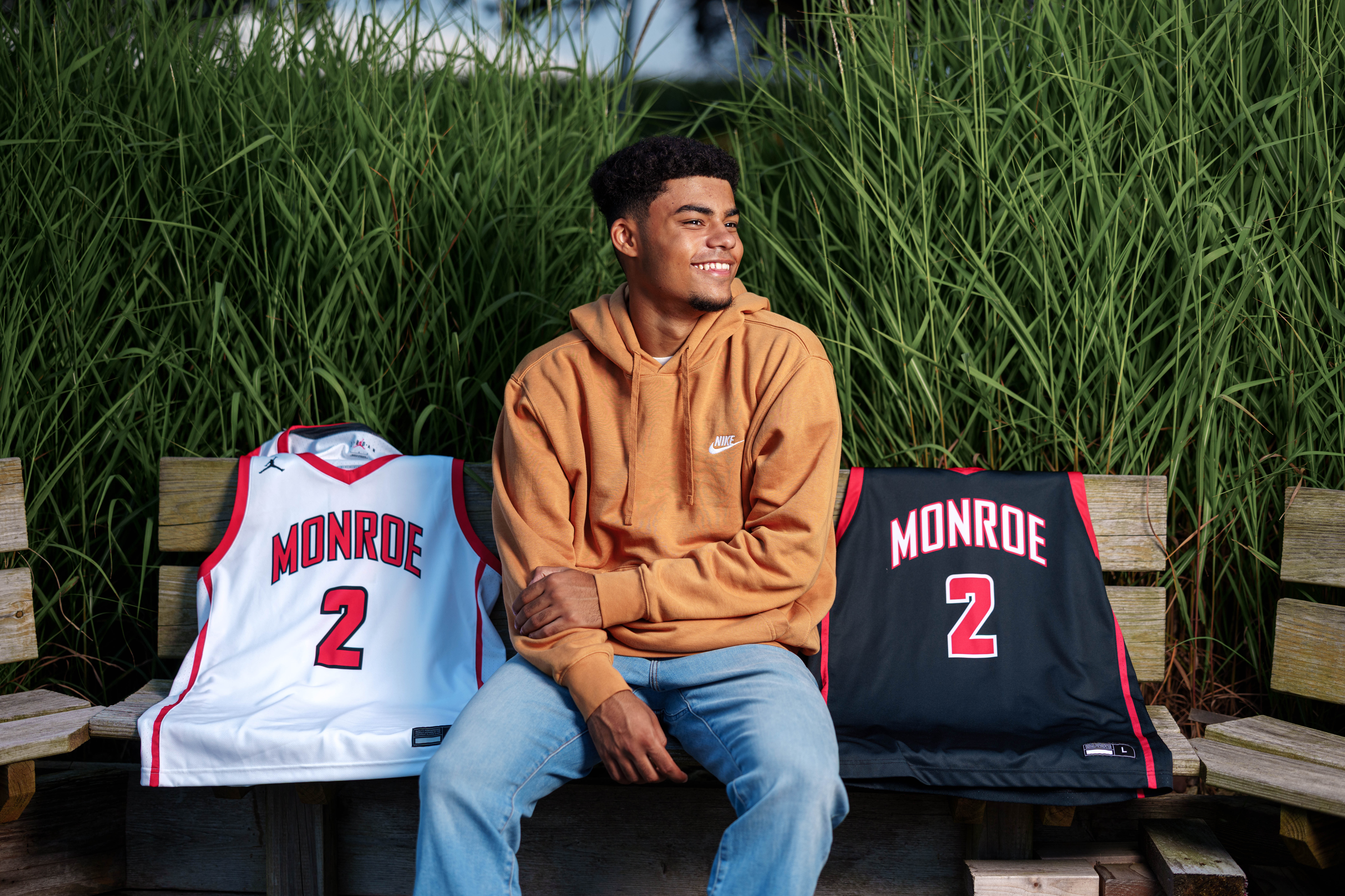 Click to View Larger Mekhi Brown poses for senior photos in Monroe Wisconsin on August 14th, 2025. Brown will graduate in 2026. Photography by Ross Harried for Second Crop Creative.