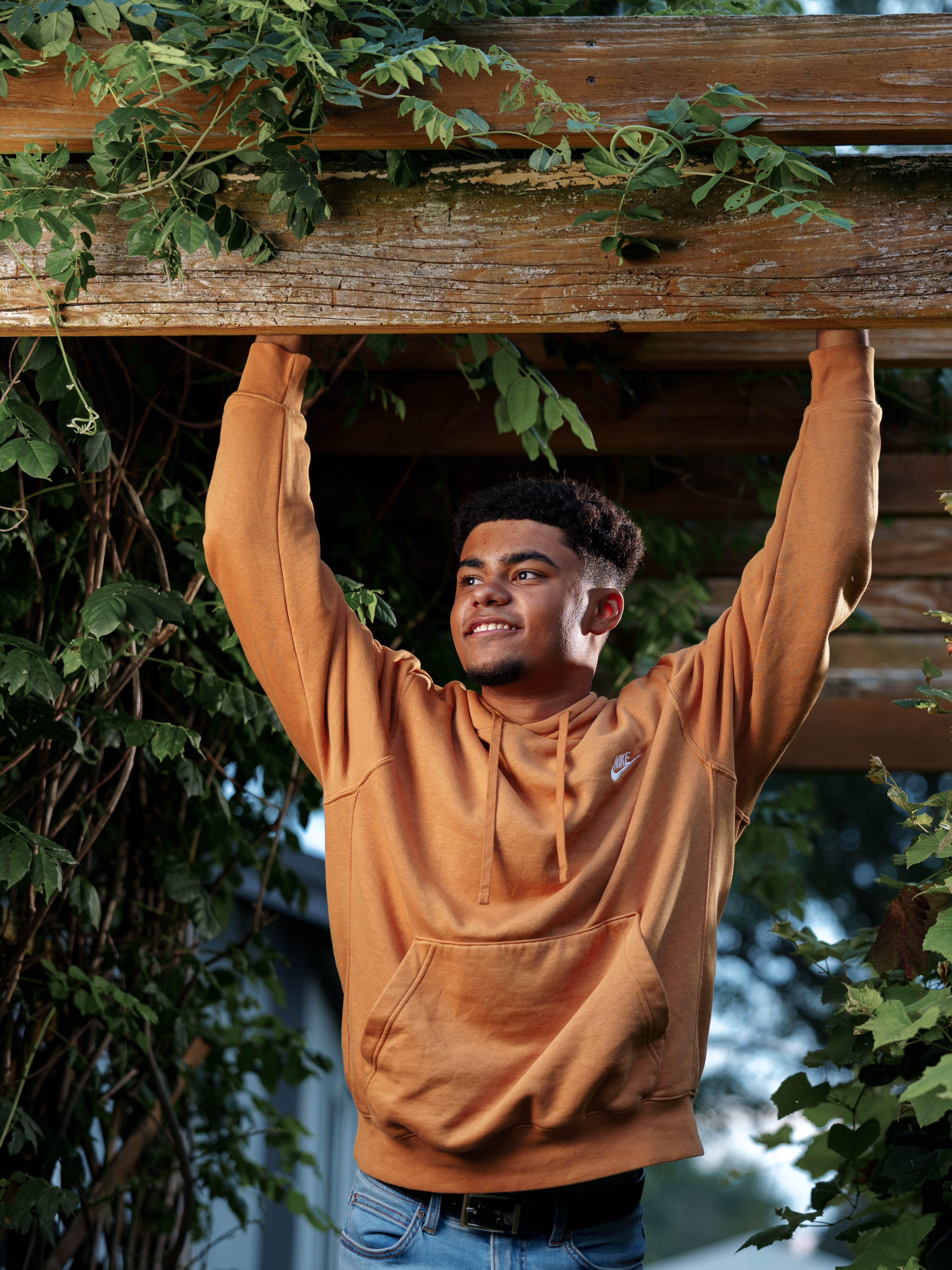 Click to View Larger Mekhi Brown poses for senior photos in Monroe Wisconsin on August 14th, 2025. Brown will graduate in 2026. Photography by Ross Harried for Second Crop Creative.
