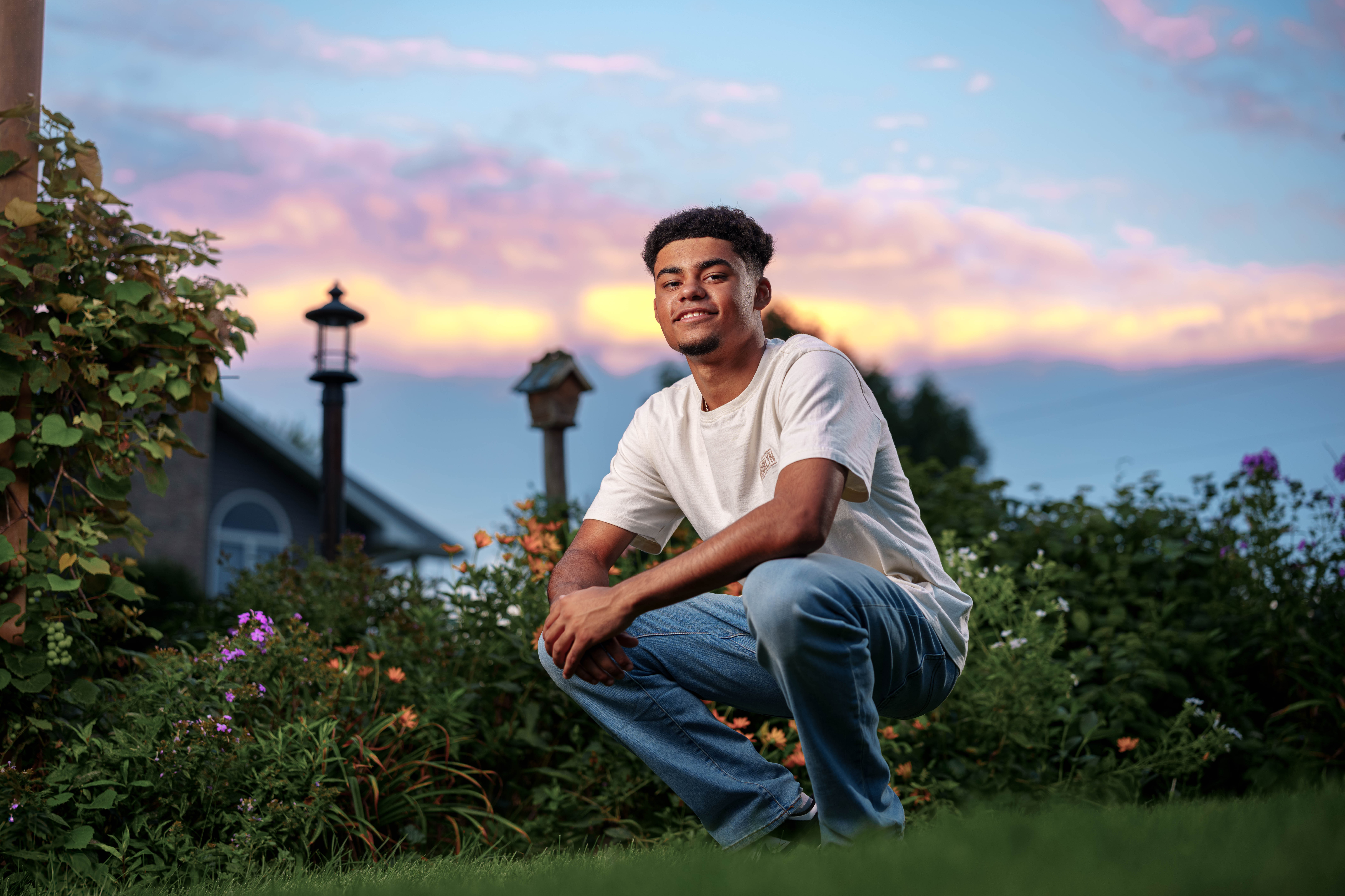 Click to View Larger Mekhi Brown poses for senior photos in Monroe Wisconsin on August 14th, 2025. Brown will graduate in 2026. Photography by Ross Harried for Second Crop Creative.