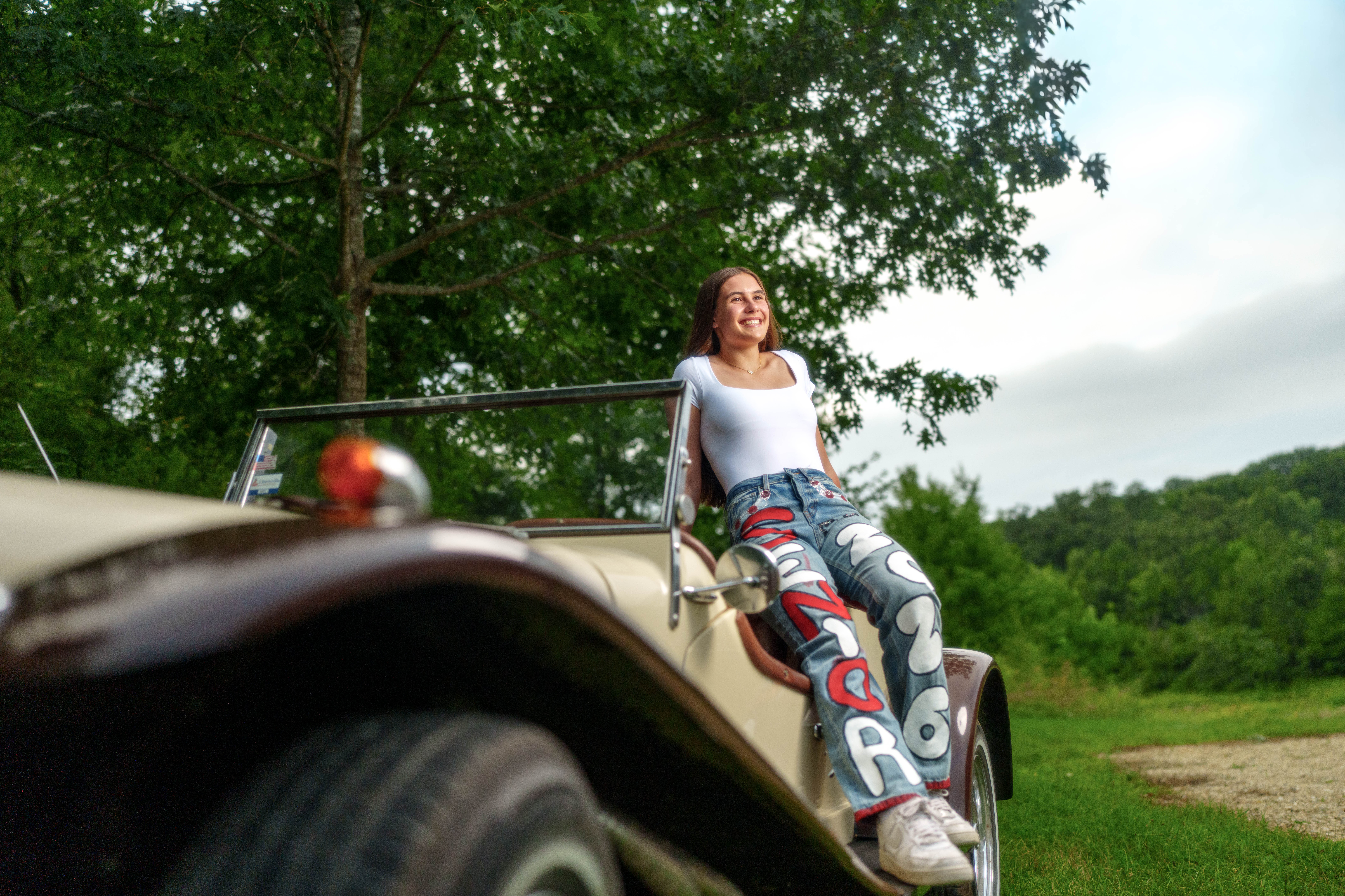 Click to View Larger Mary McKenzie poses for senior photos in Monroe Wisconsin on August 17th, 2025. McKenzie will graduate in 2026. Photography by Ross Harried for Second Crop Creative.