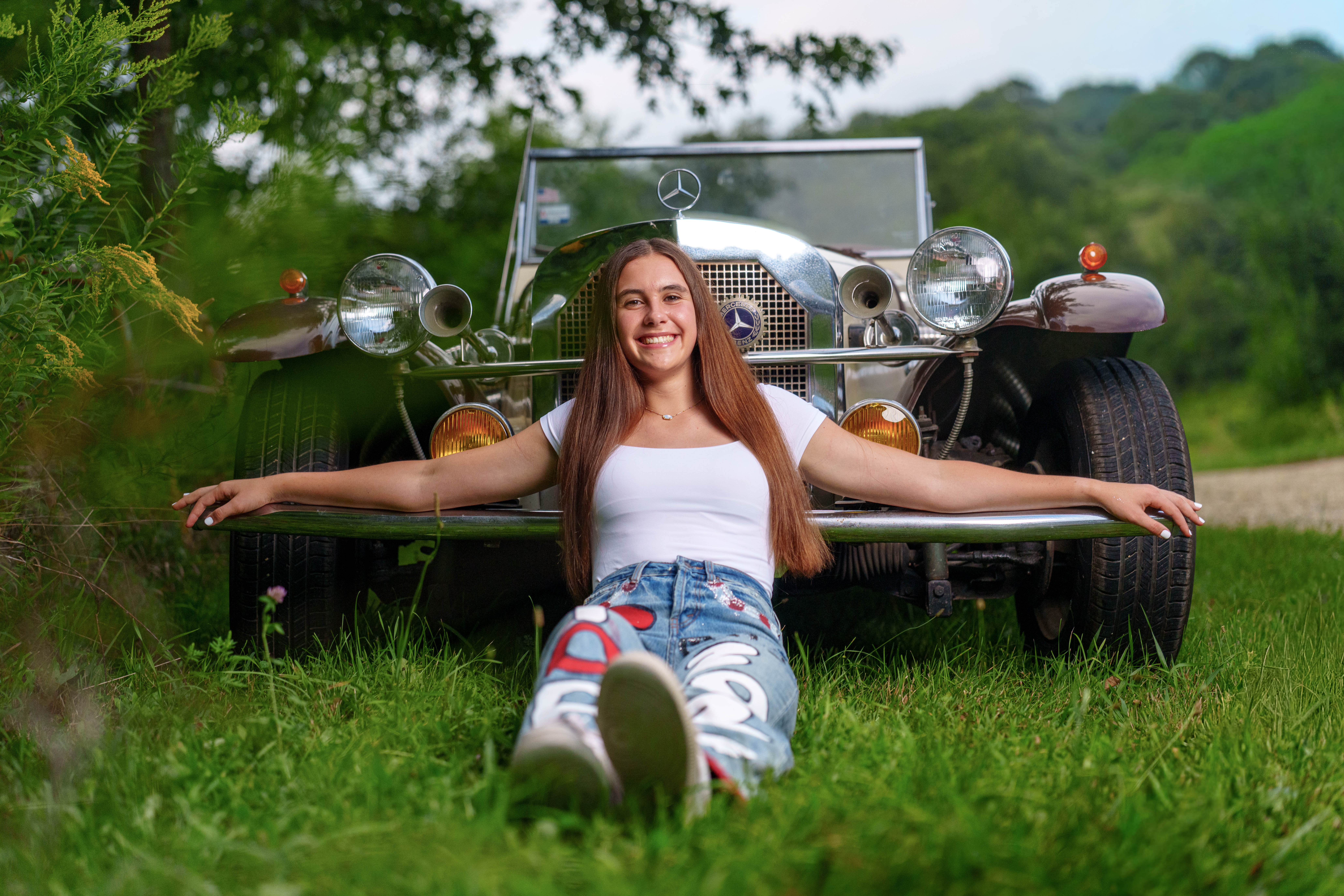 Click to View Larger Mary McKenzie poses for senior photos in Monroe Wisconsin on August 17th, 2025. McKenzie will graduate in 2026. Photography by Ross Harried for Second Crop Creative.